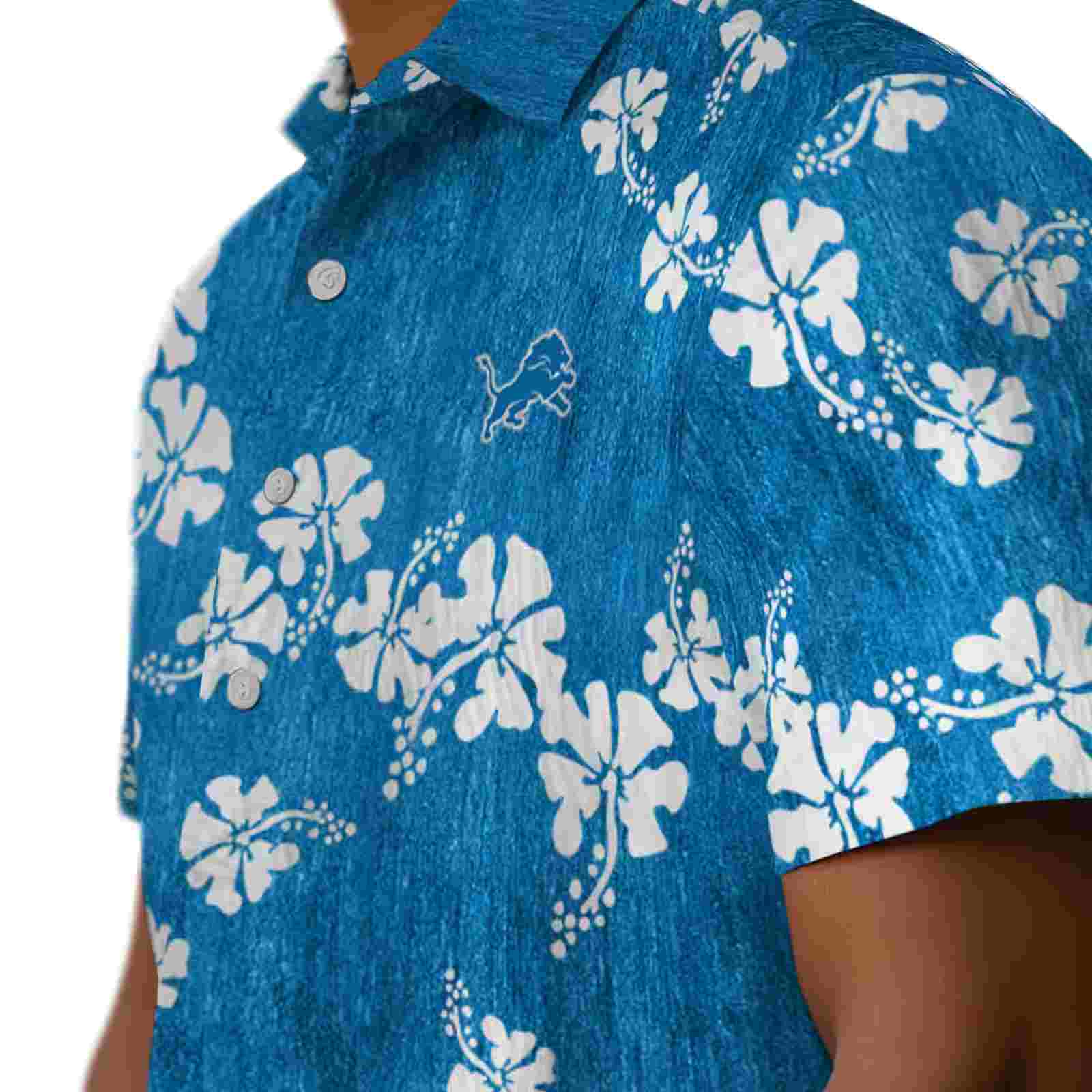 detroit lions hibiscus clusters blue hawaiian shirt trendy