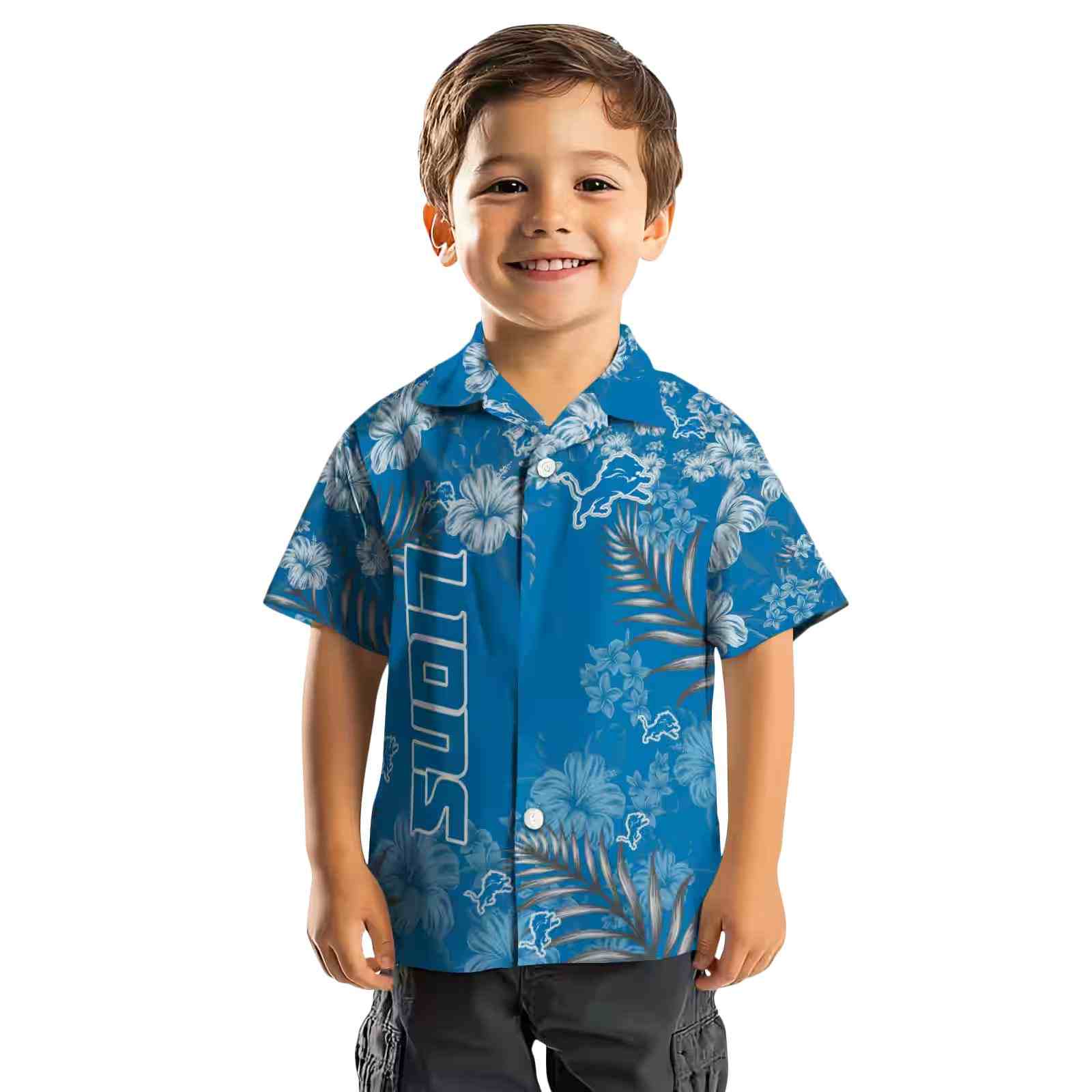 detroit lions hibiscus print blue hawaiian shirt top rated