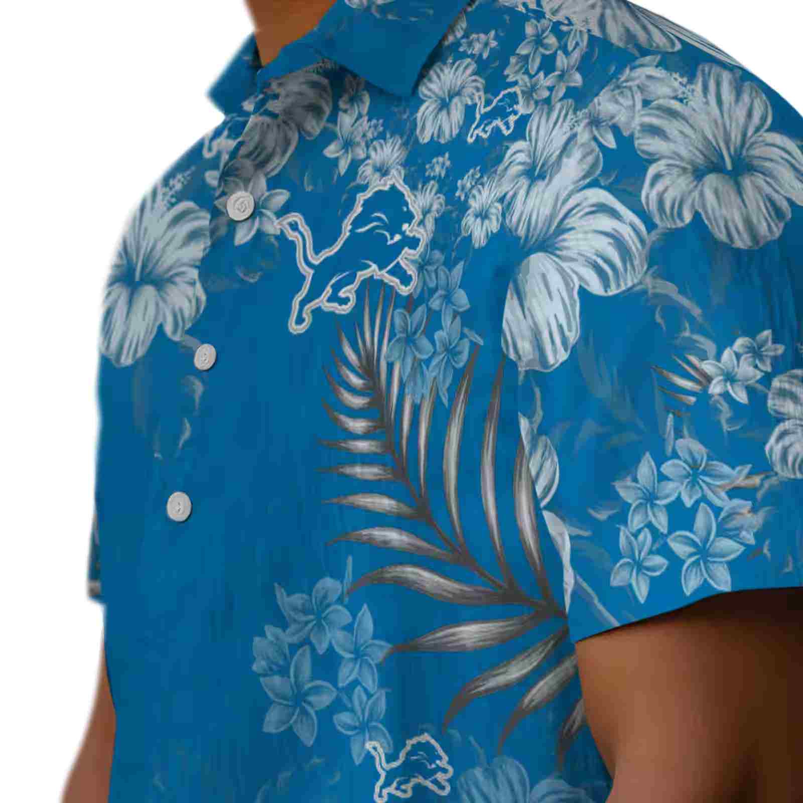 detroit lions hibiscus print blue hawaiian shirt trendy