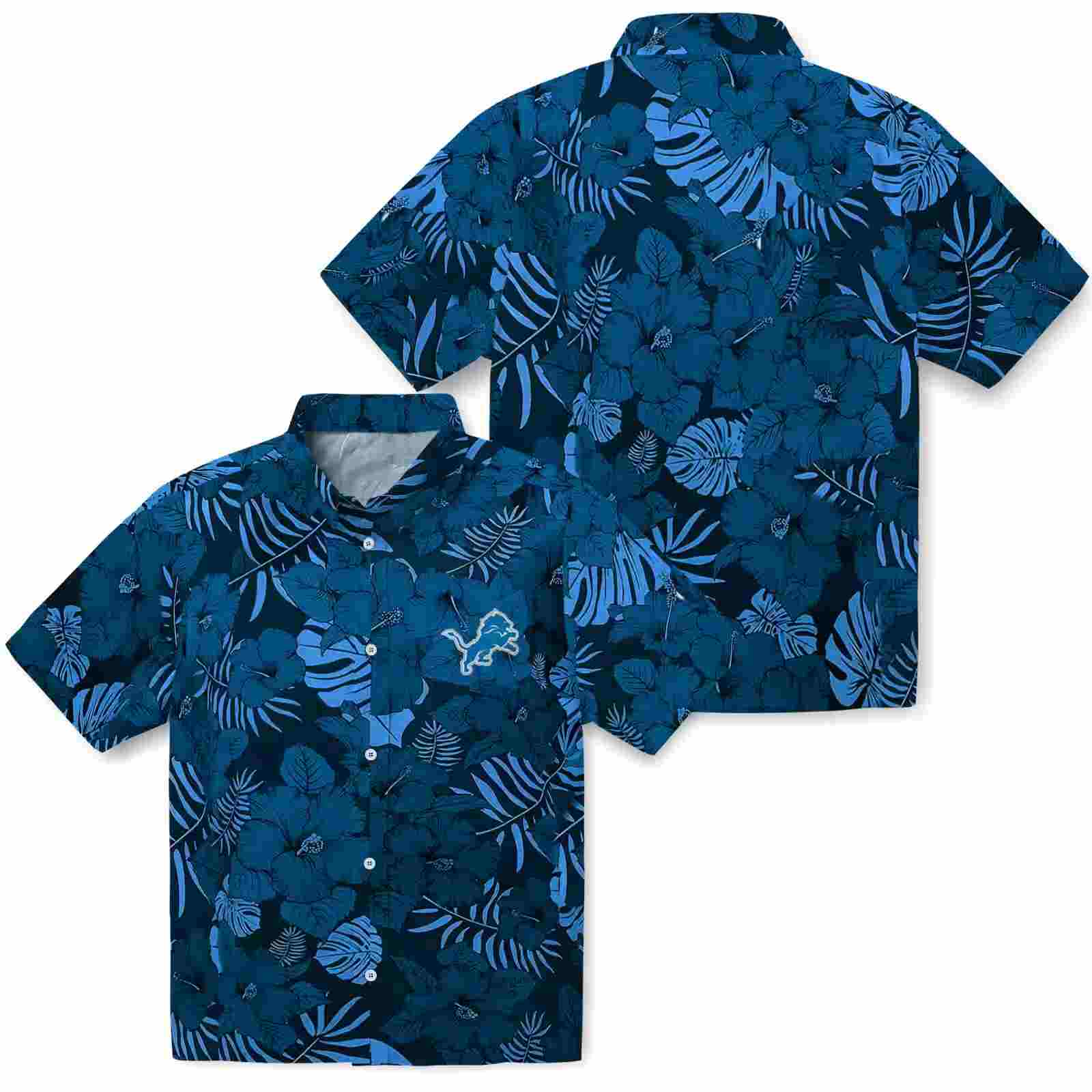 detroit lions jungle vibes blue hawaiian shirt high quality