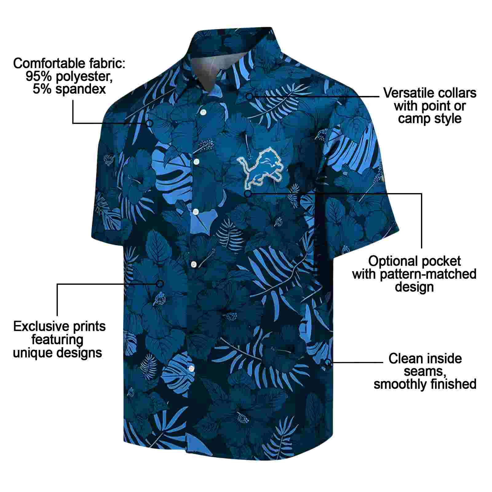 detroit lions jungle vibes blue hawaiian shirt new arrival