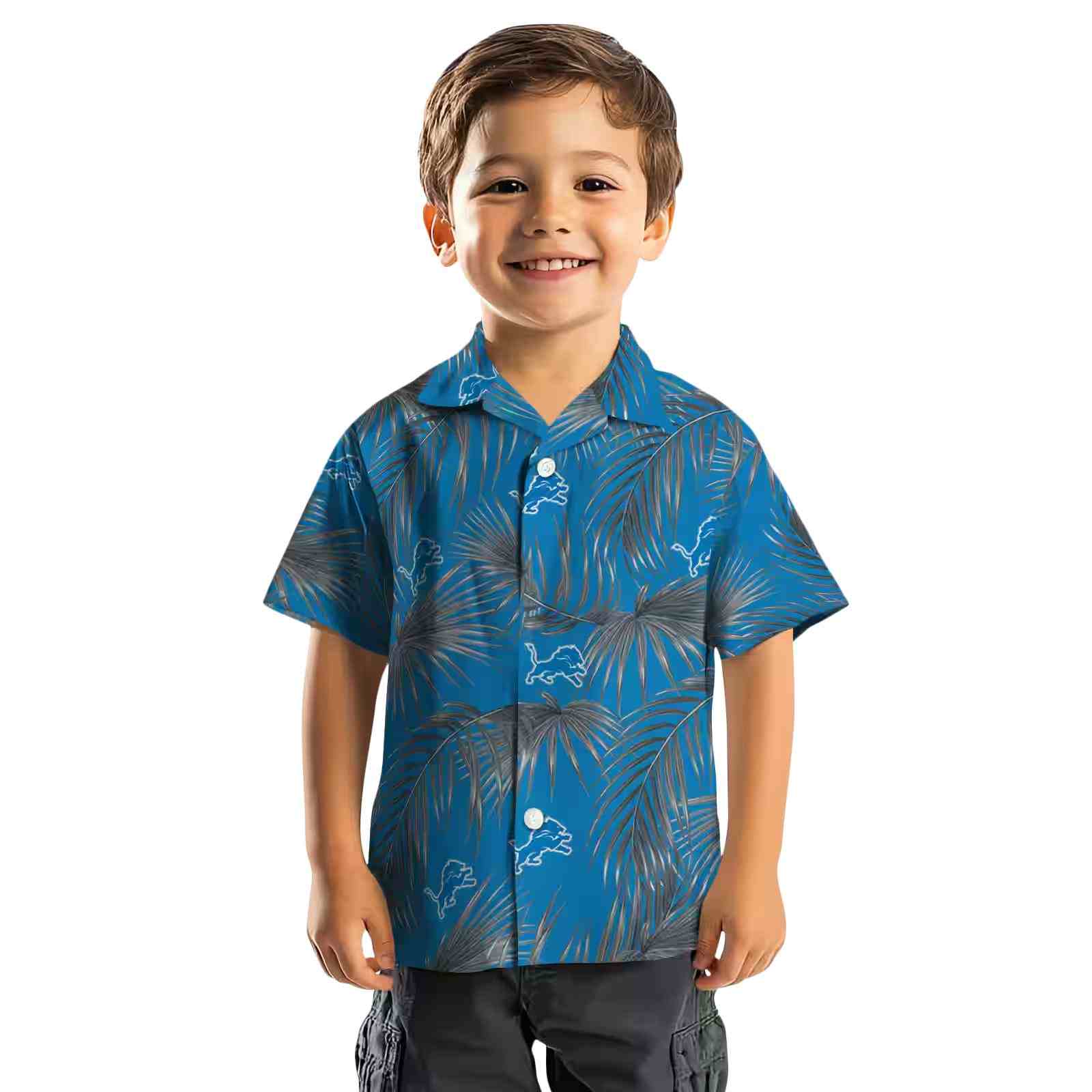 detroit lions leafy palms blue hawaiian shirt top rated