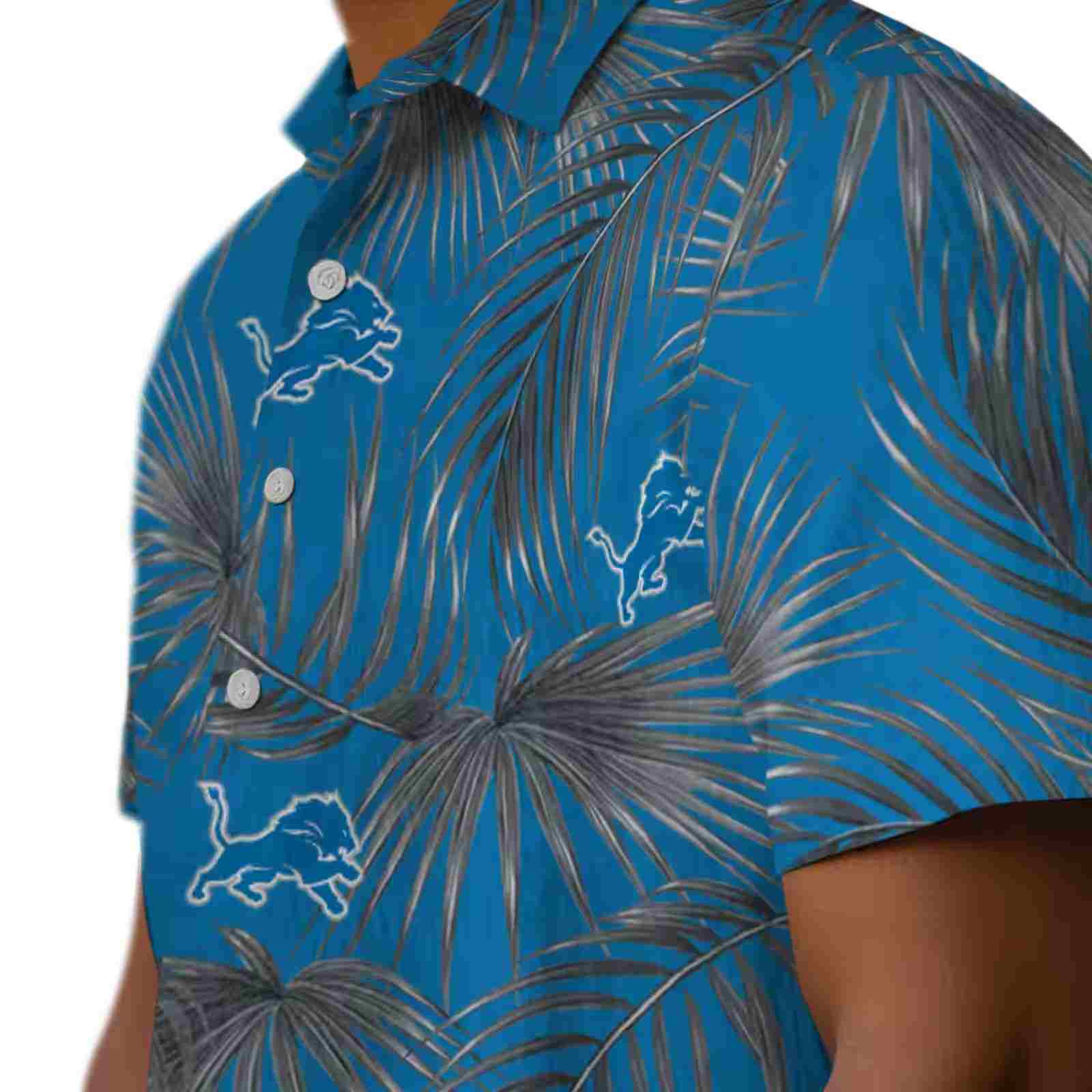 detroit lions leafy palms blue hawaiian shirt trendy