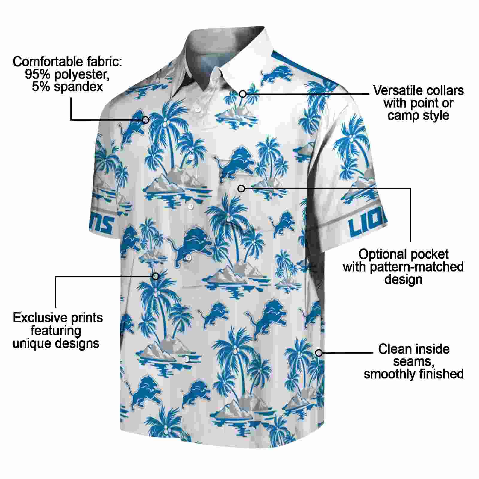 detroit lions palm island print blue white hawaiian shirt new arrival