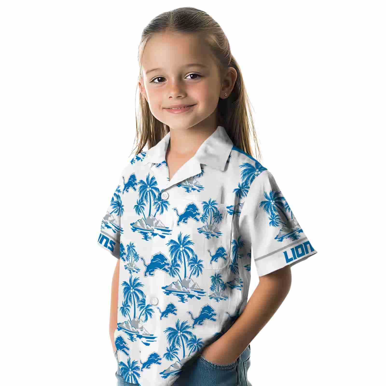 detroit lions palm island print blue white hawaiian shirt premium grade