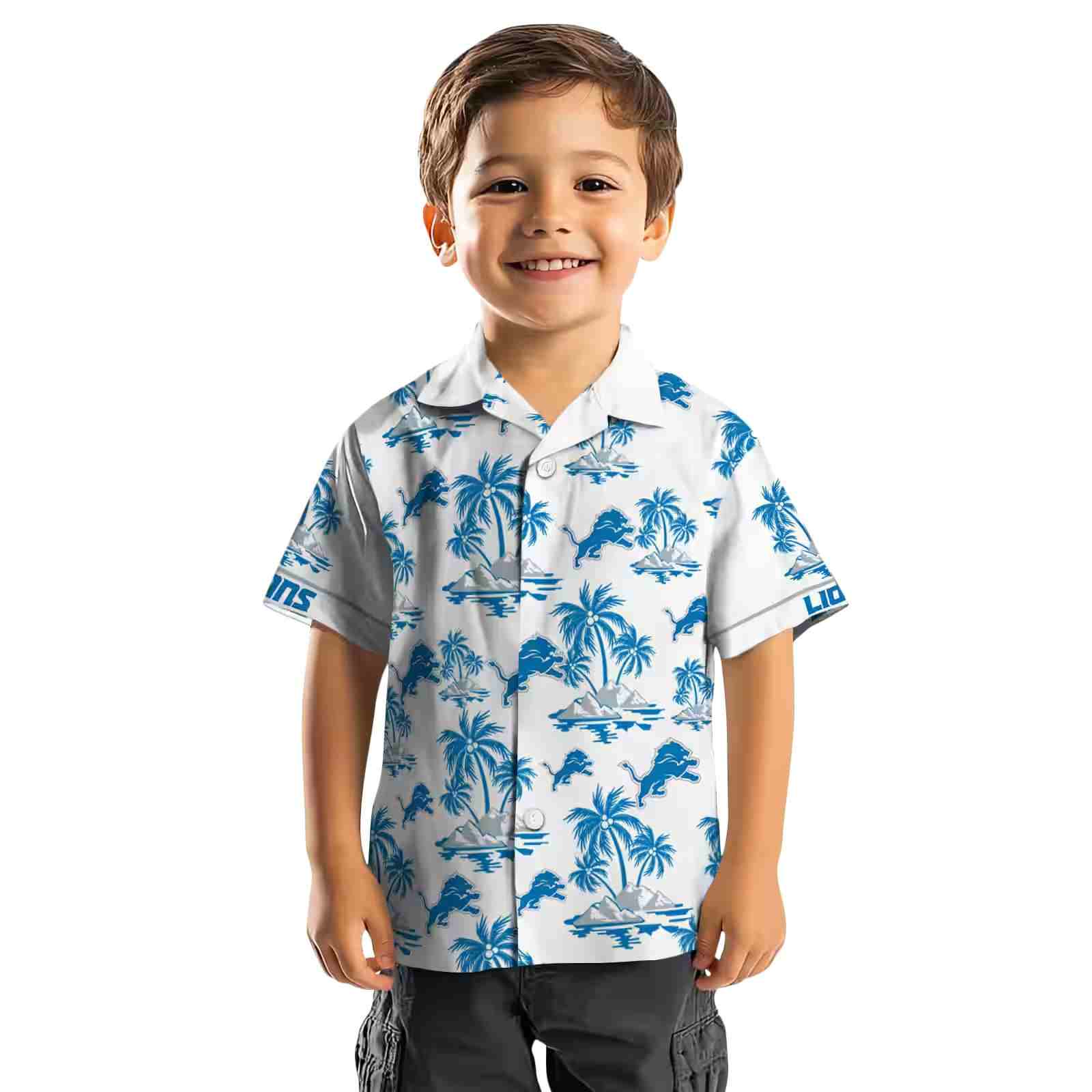 detroit lions palm island print blue white hawaiian shirt top rated