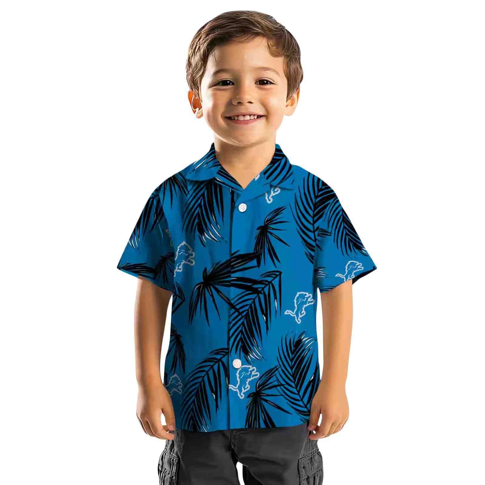 detroit lions palm leaf blue hawaiian shirt top rated