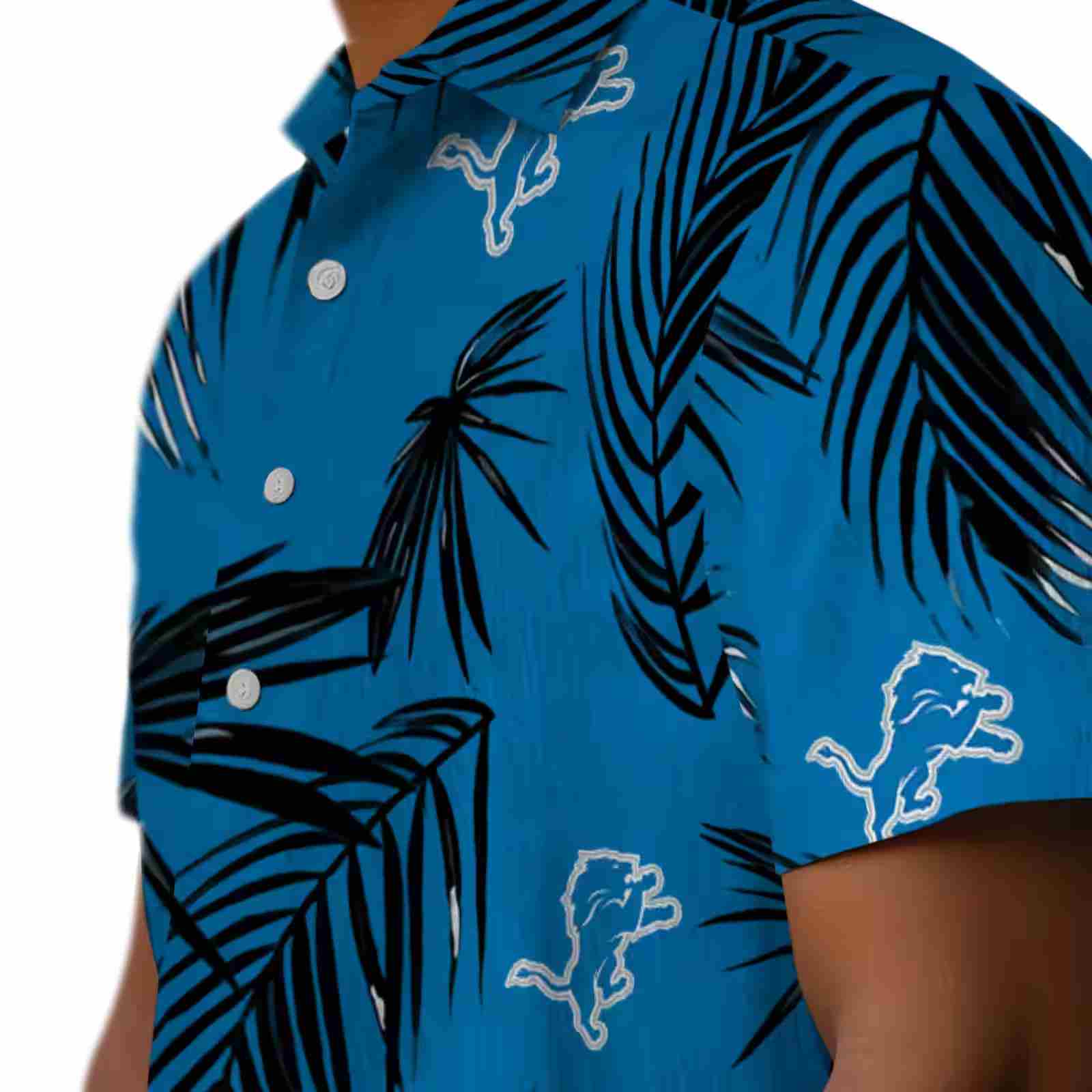 detroit lions palm leaf blue hawaiian shirt trendy