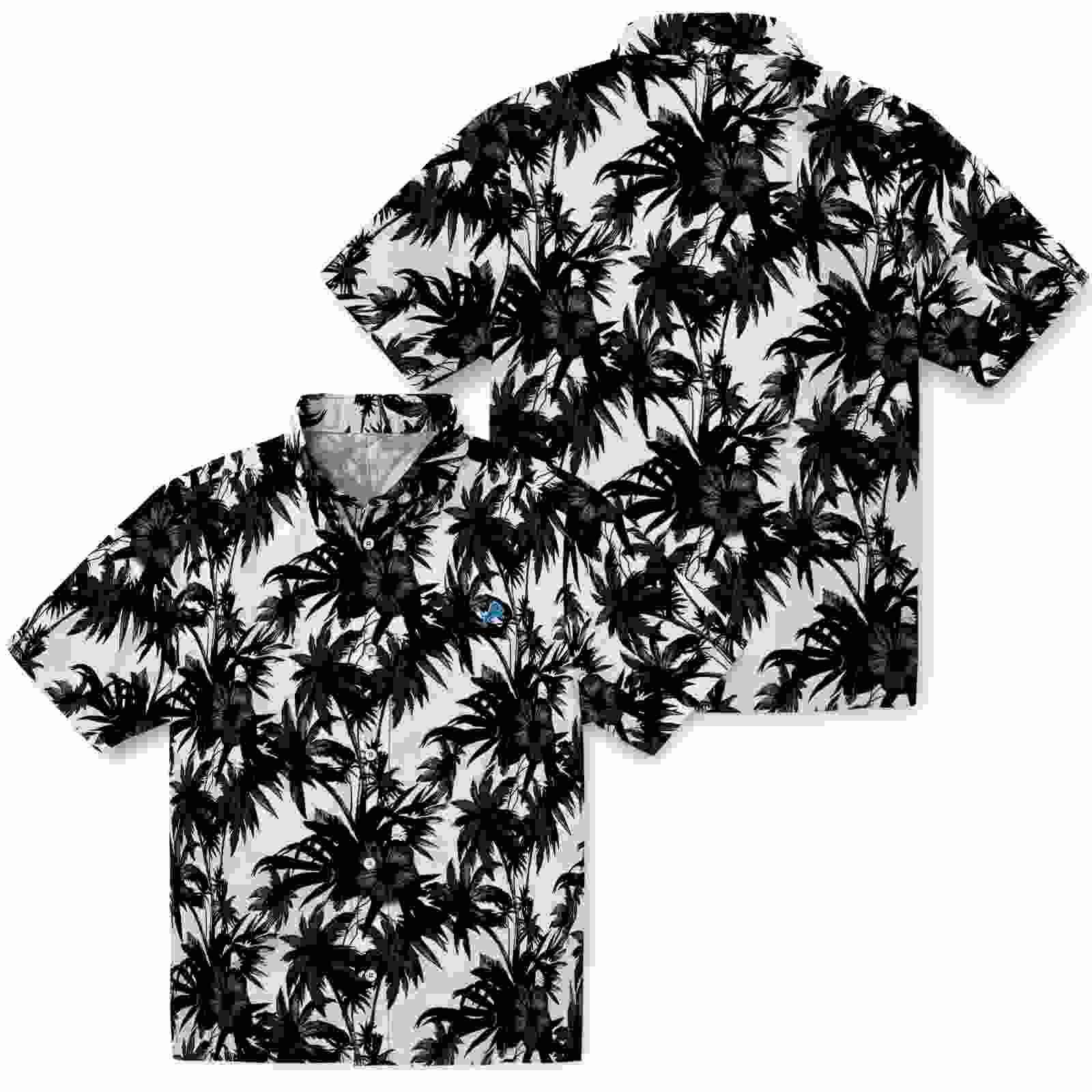 detroit lions palm motifs black white hawaiian shirt high quality