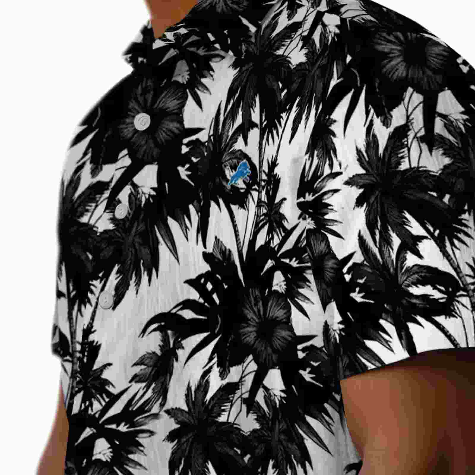 detroit lions palm motifs black white hawaiian shirt trendy