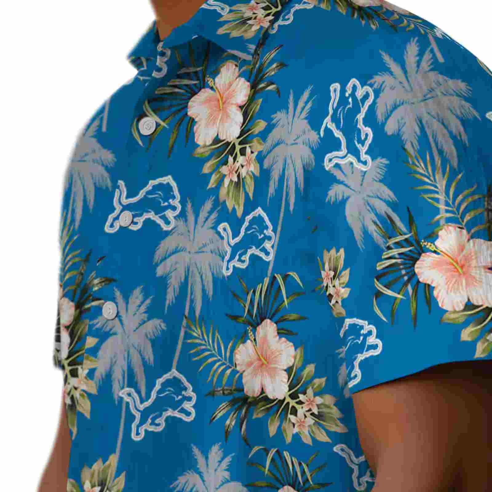 detroit lions palm tree flower blue hawaiian shirt trendy