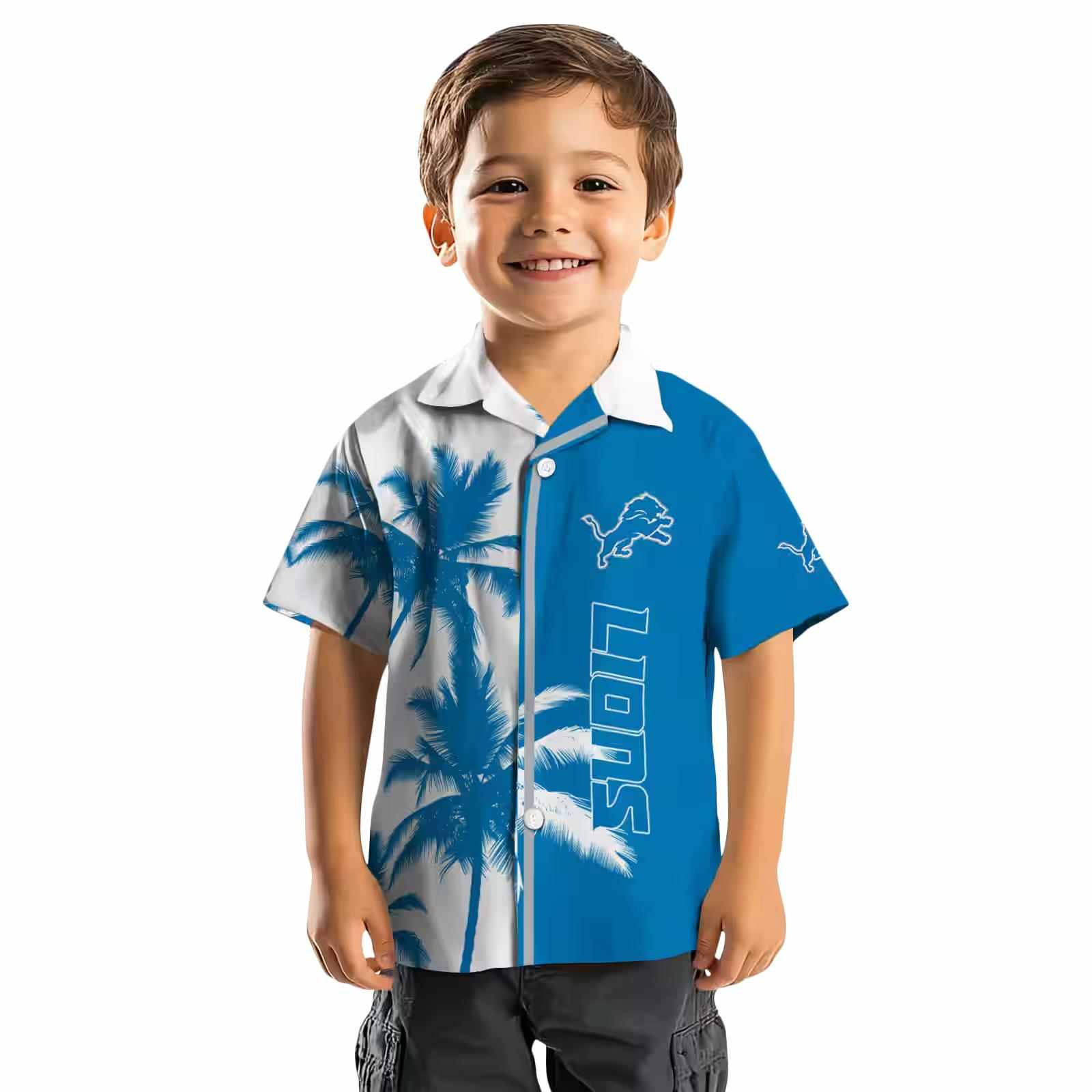 detroit lions palm trees blue white hawaiian shirt top rated