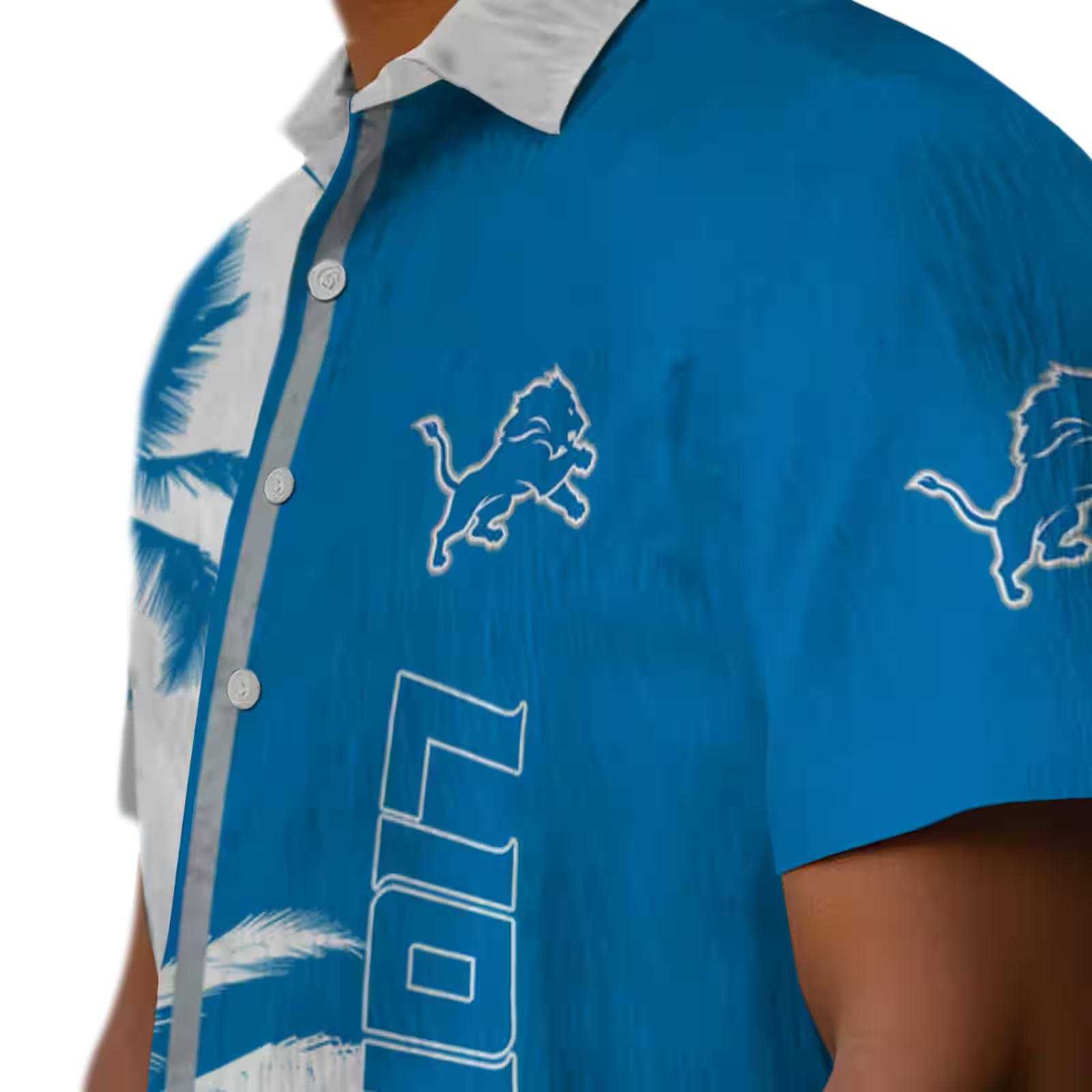 detroit lions palm trees blue white hawaiian shirt trendy