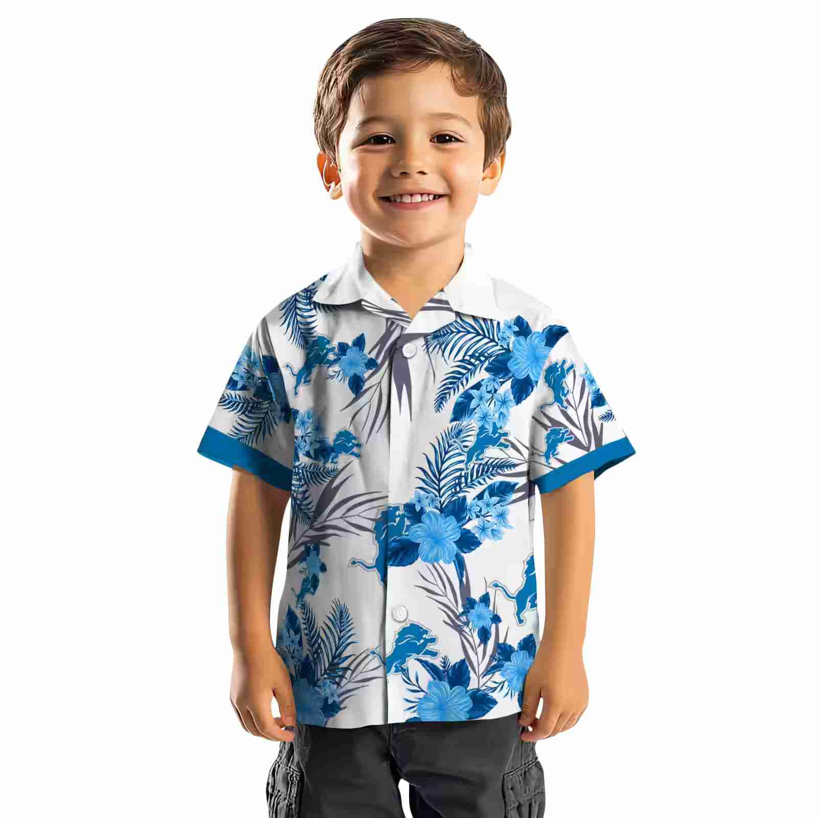 detroit lions patriotic hibiscus design blue white hawaiian shirt top rated