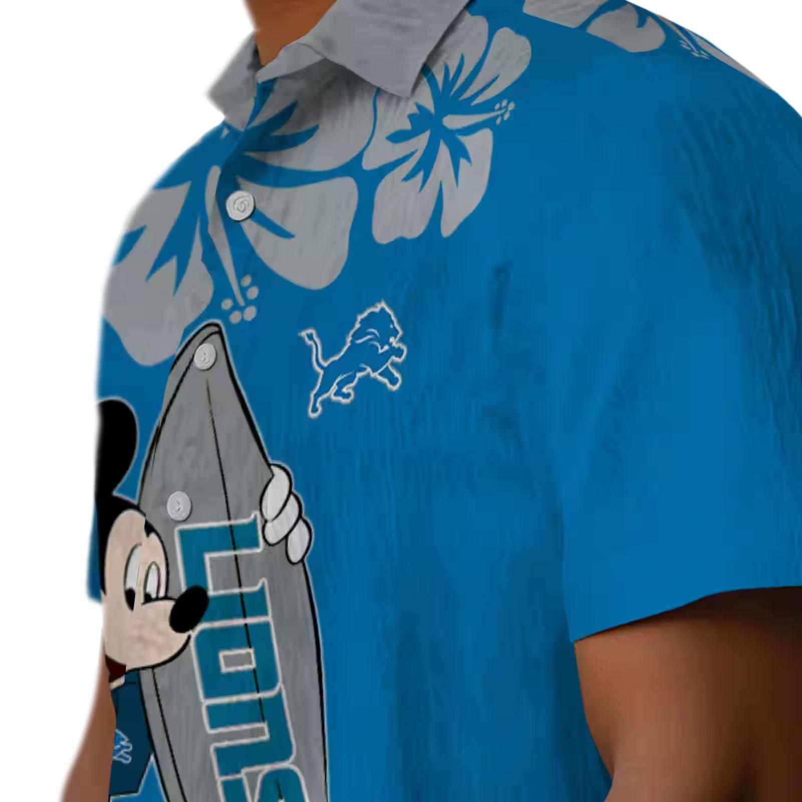 detroit lions surfing mickey blue hawaiian shirt trendy