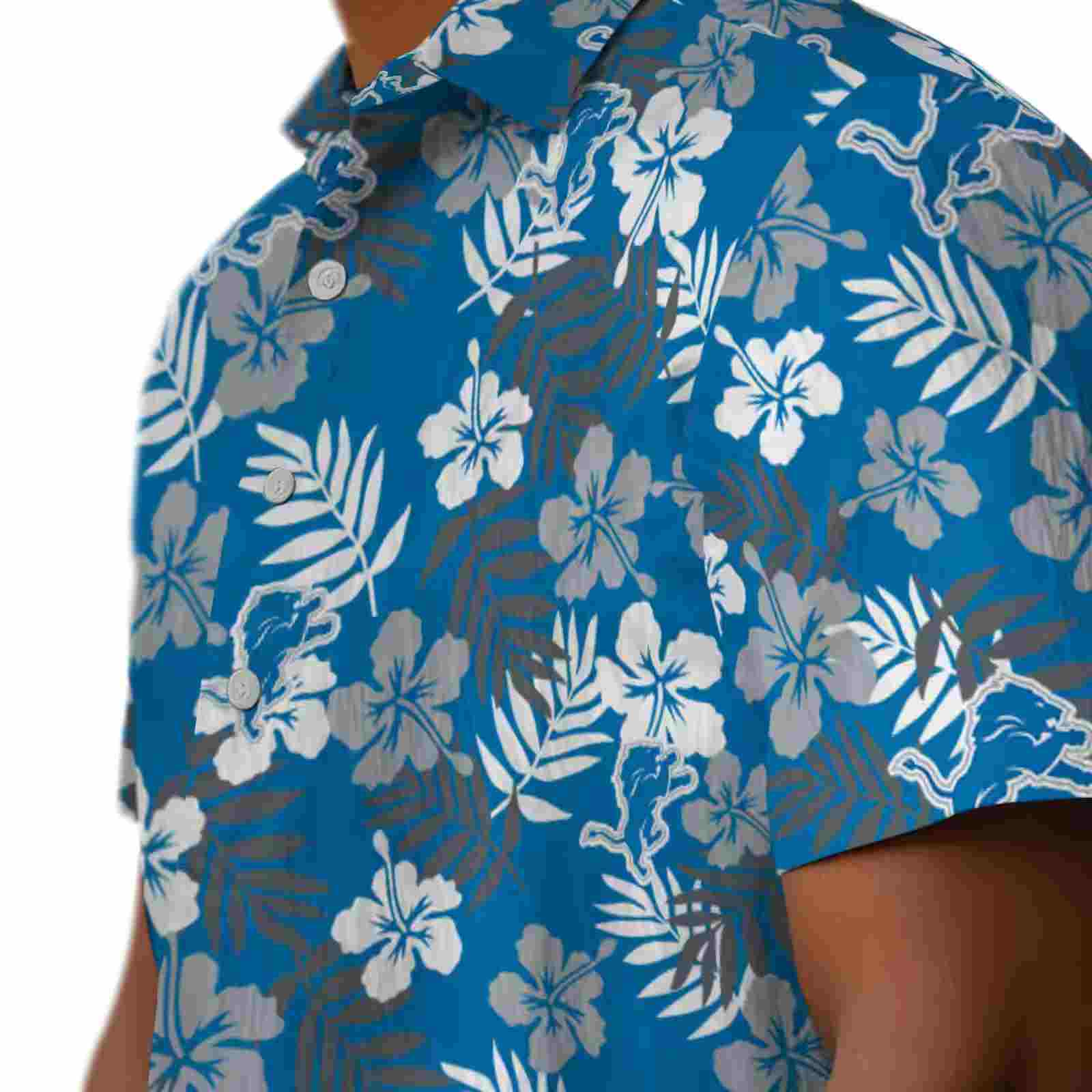 detroit lions tropical floral blue hawaiian shirt trendy