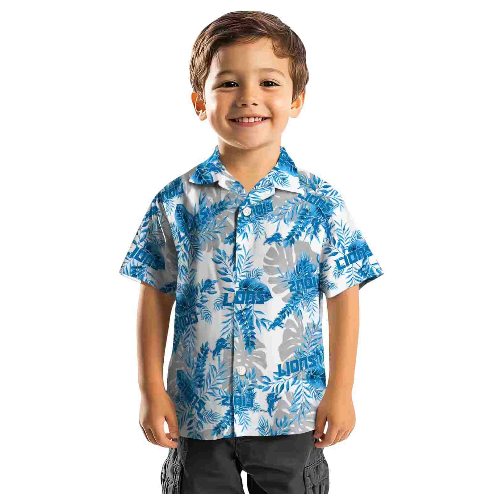 detroit lions tropical leaves white hawaiian shirt top rated