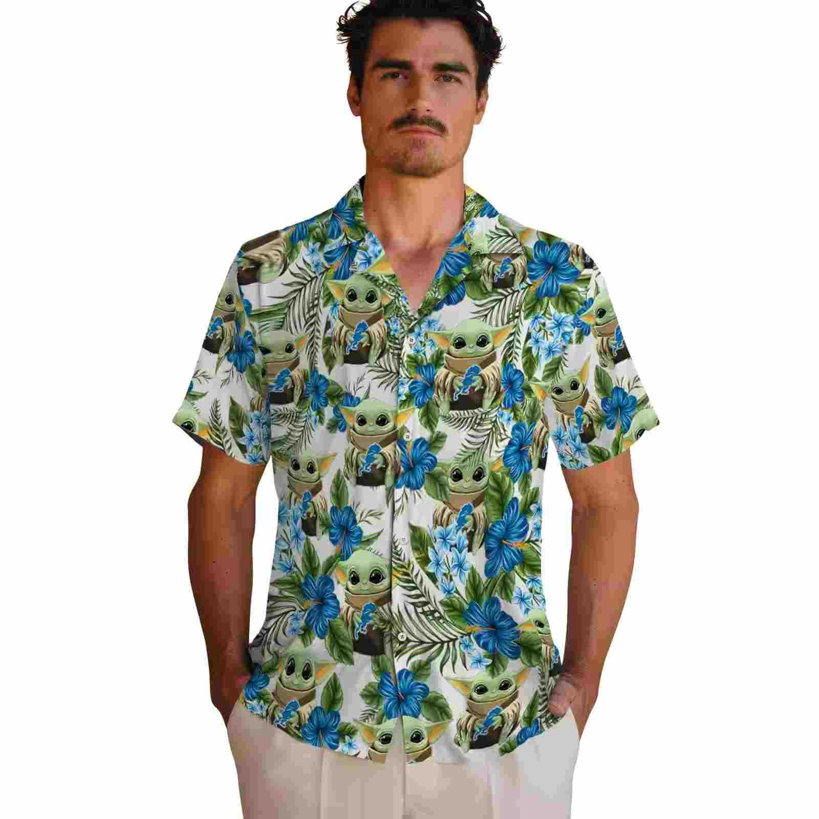 detroit lions tropical yoda green hawaiian shirt fashion forward