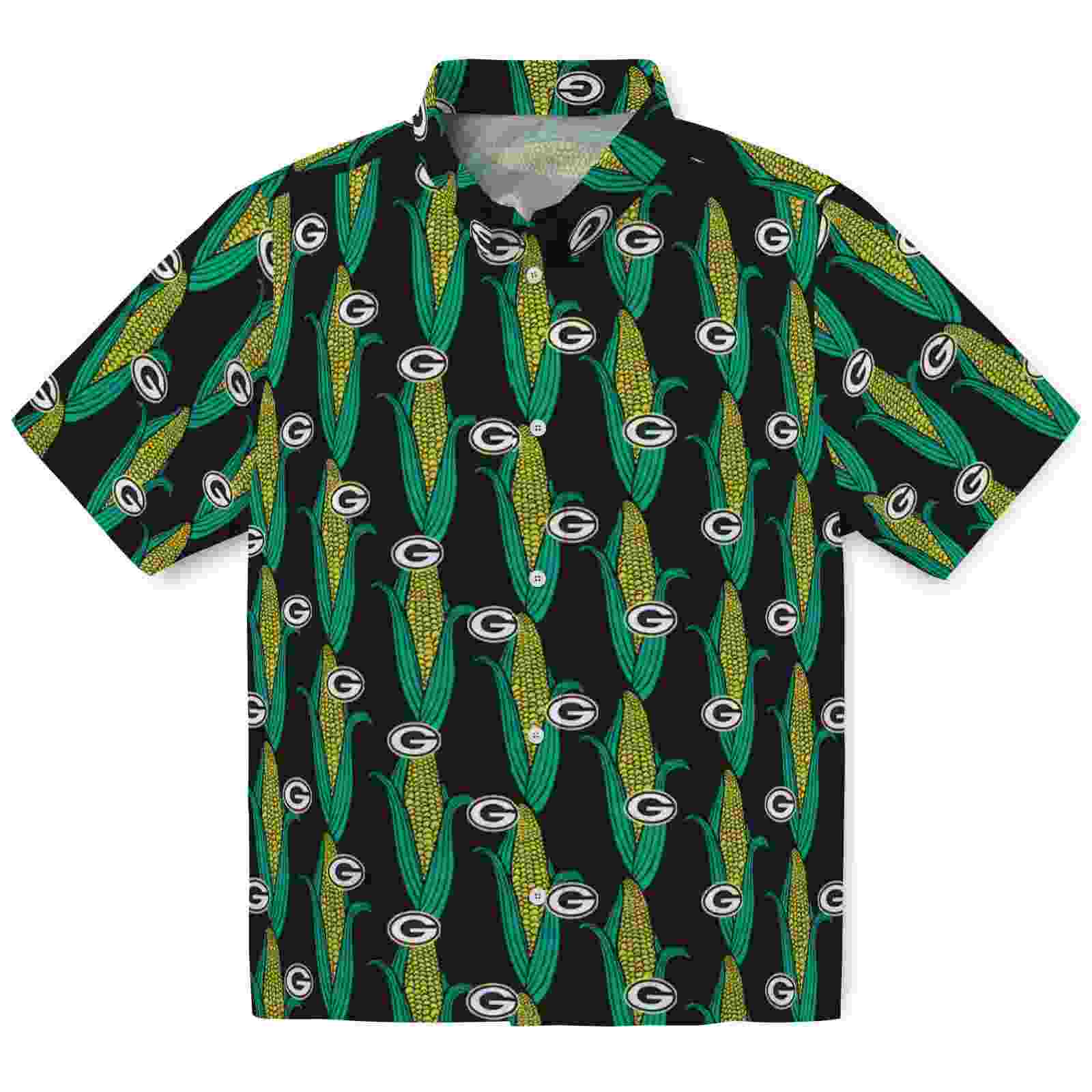 green bay packers corn motifs black green hawaiian shirt best selling