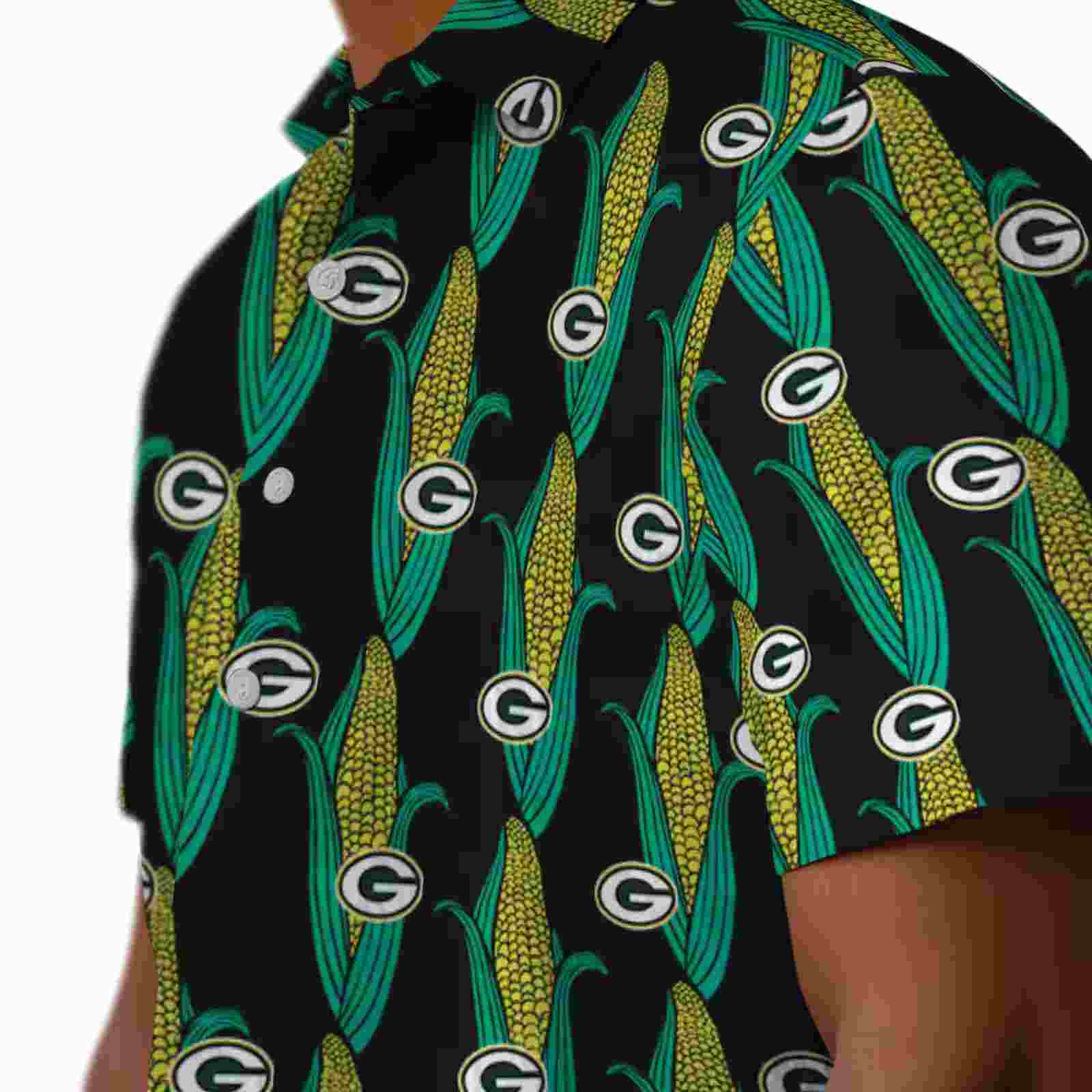 green bay packers corn motifs black green hawaiian shirt trendy