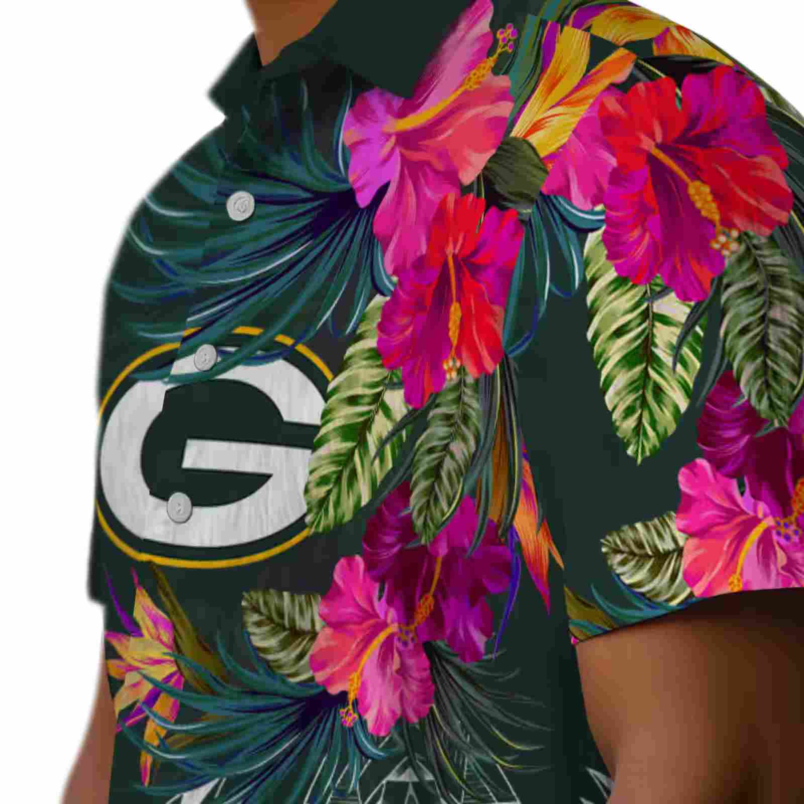 green bay packers floral polynesian green hawaiian shirt trendy