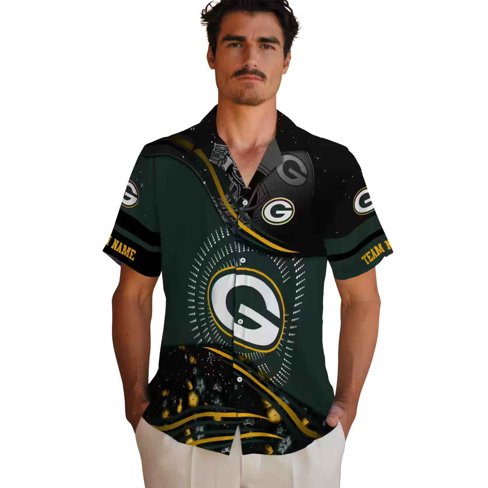 green bay packers football wave green black hawaiian shirt fashion forward