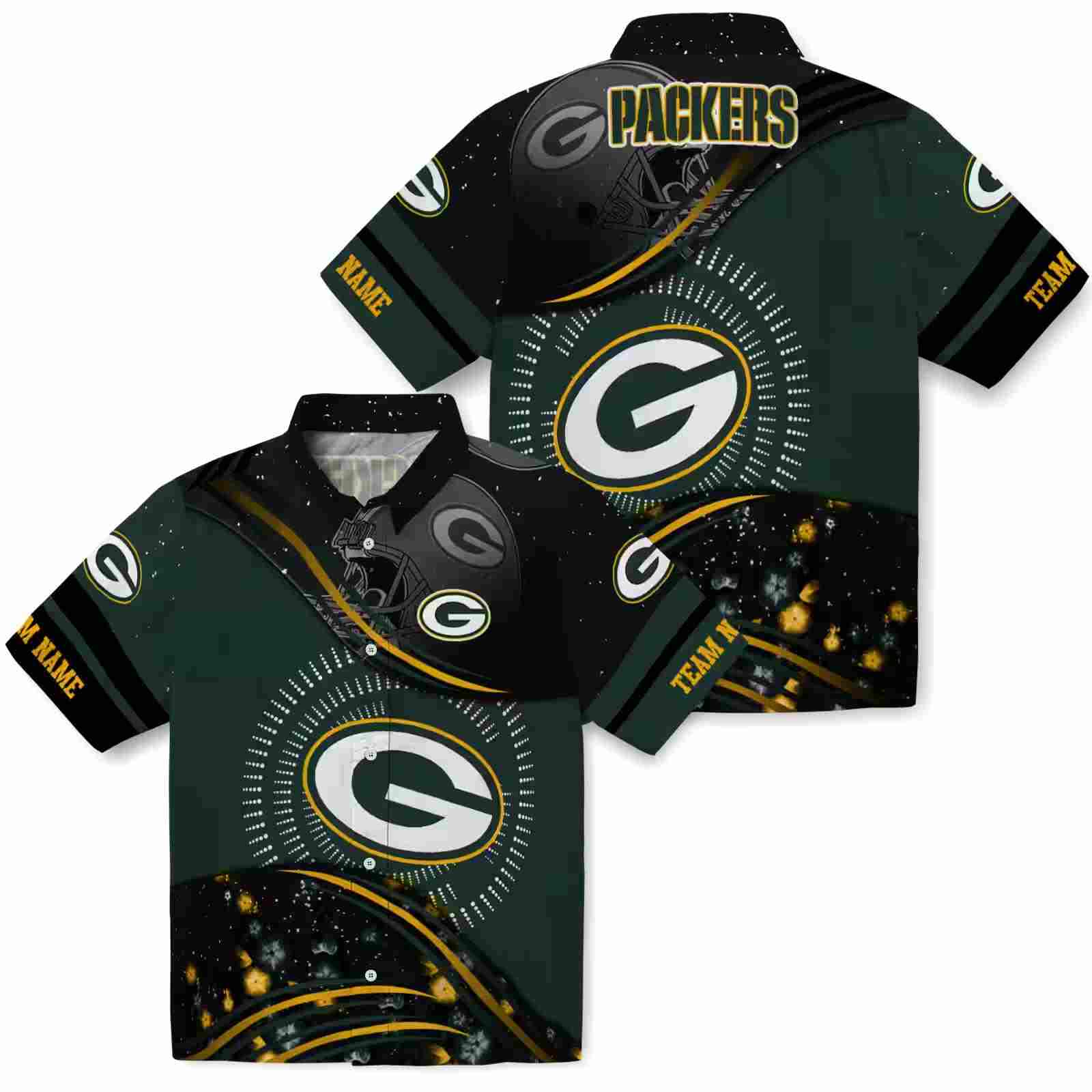 green bay packers football wave green black hawaiian shirt high quality