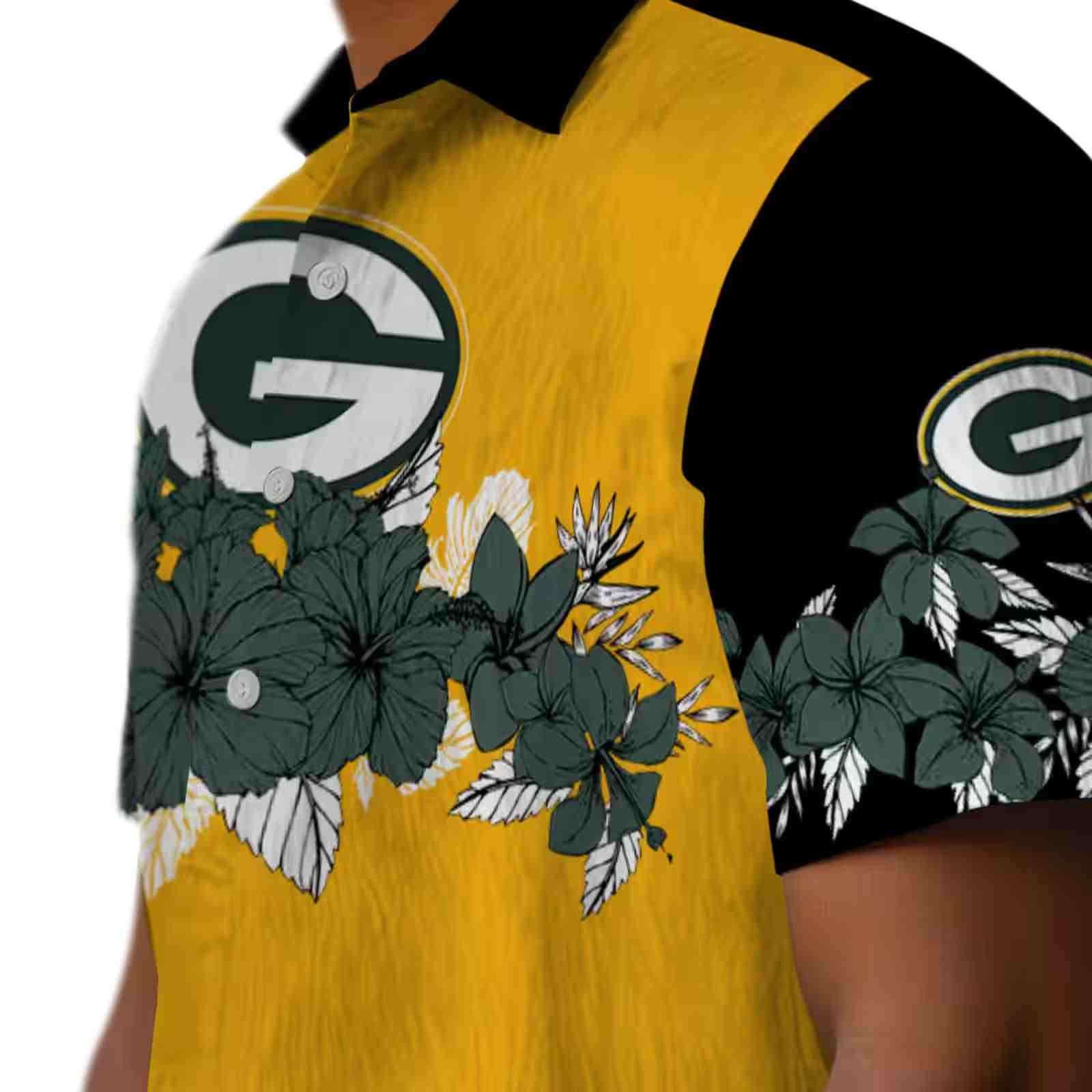 green bay packers hibiscus stripe green black hawaiian shirt trendy