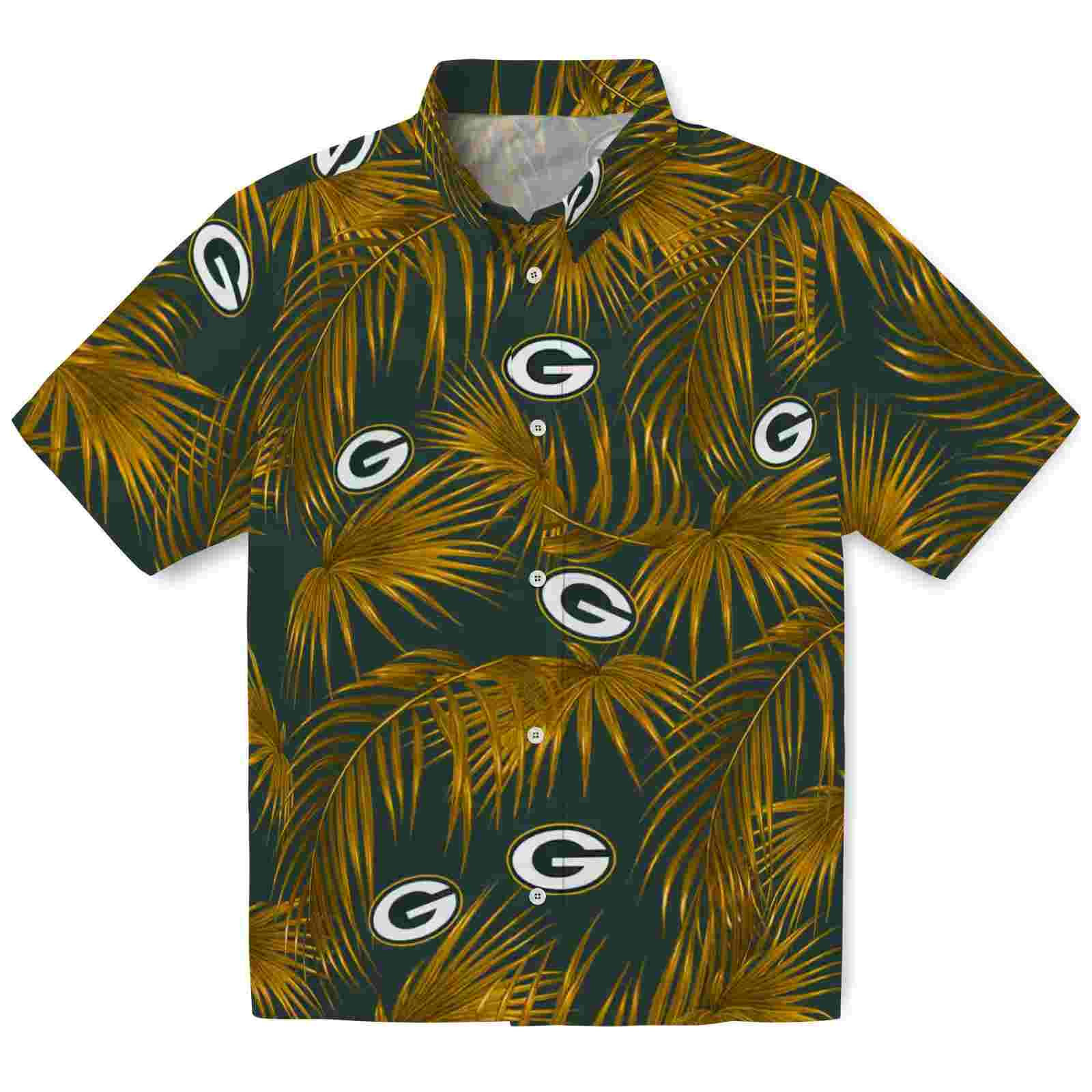 green bay packers leafy palms green hawaiian shirt best selling