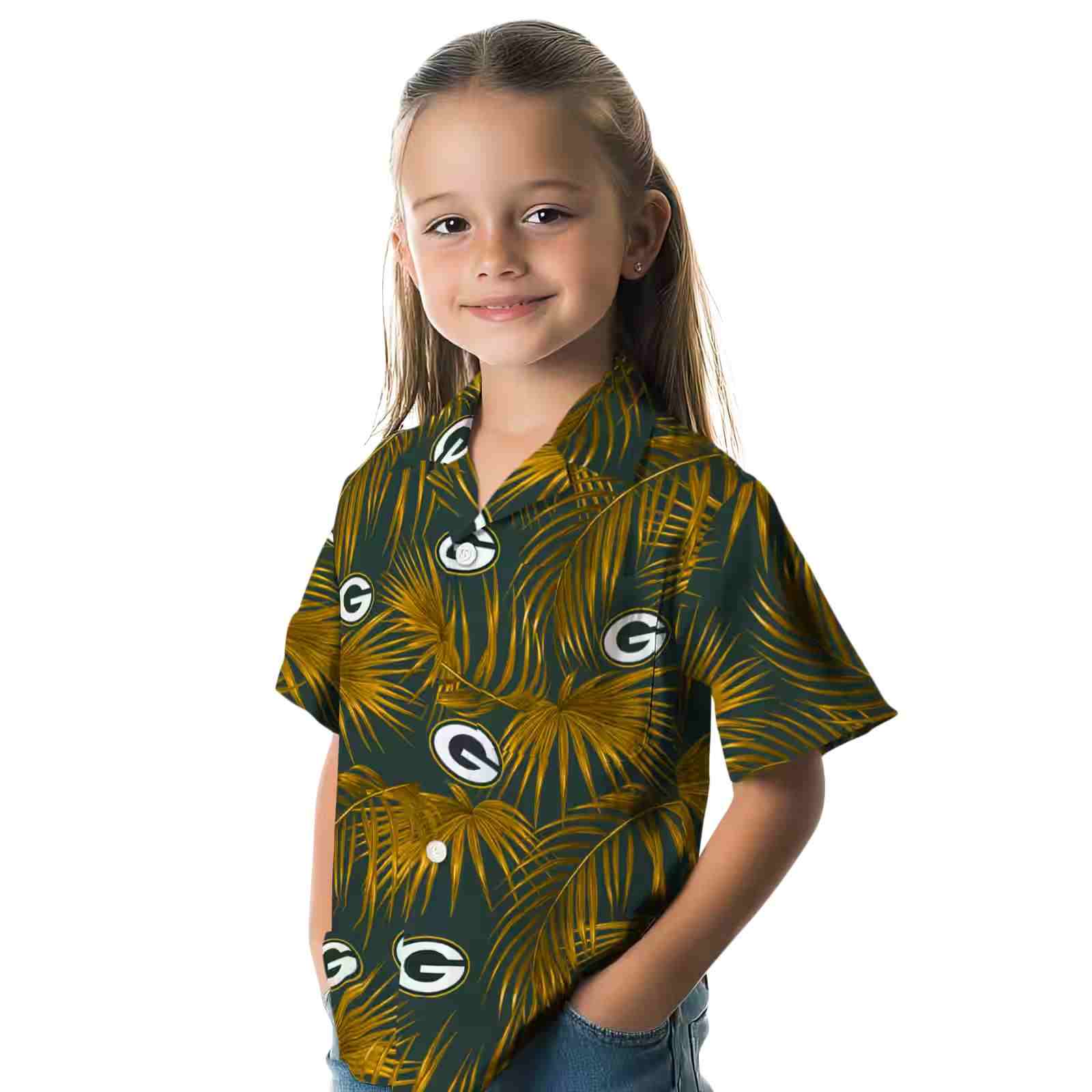 green bay packers leafy palms green hawaiian shirt premium grade