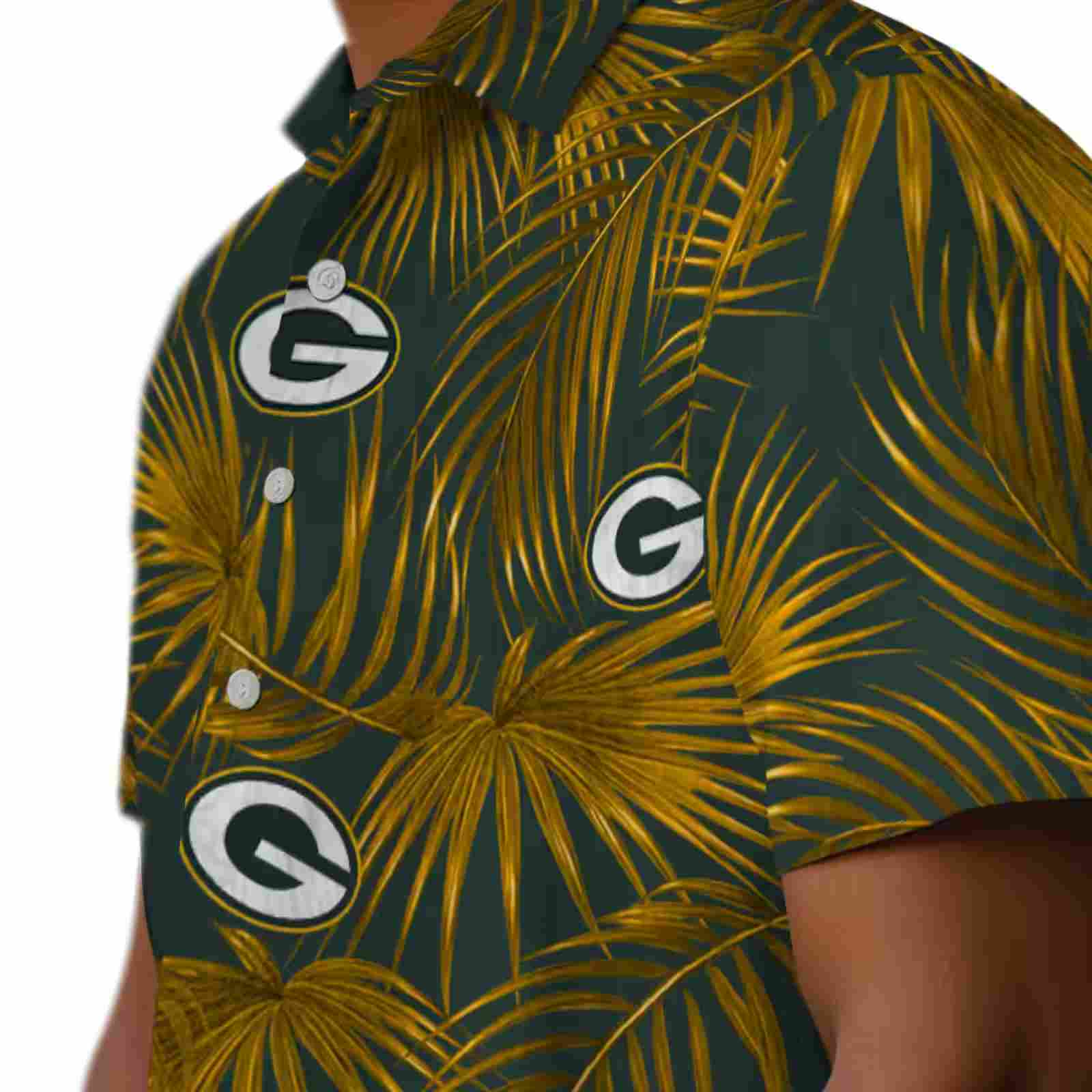 green bay packers leafy palms green hawaiian shirt trendy