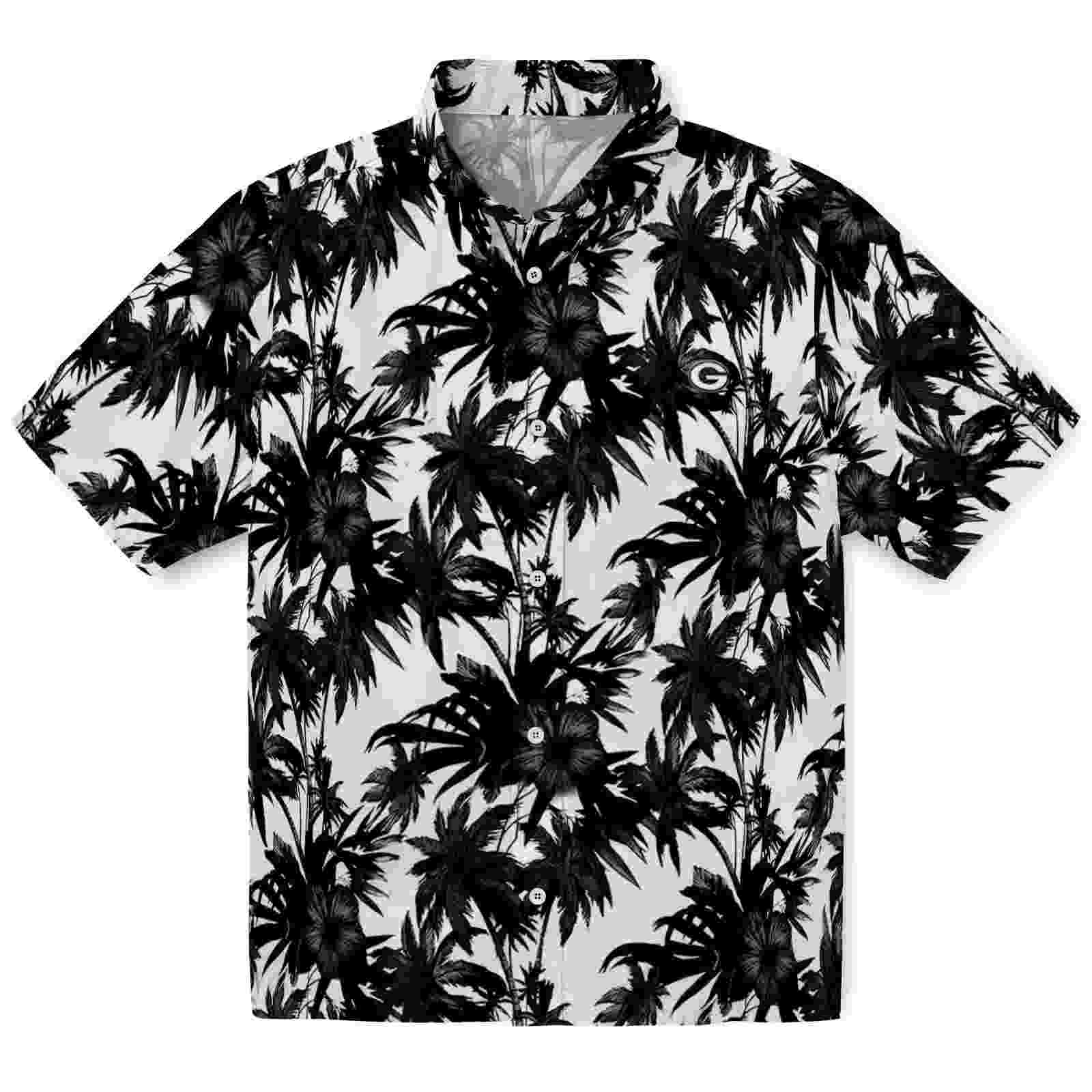 green bay packers palm motifs black white hawaiian shirt best selling