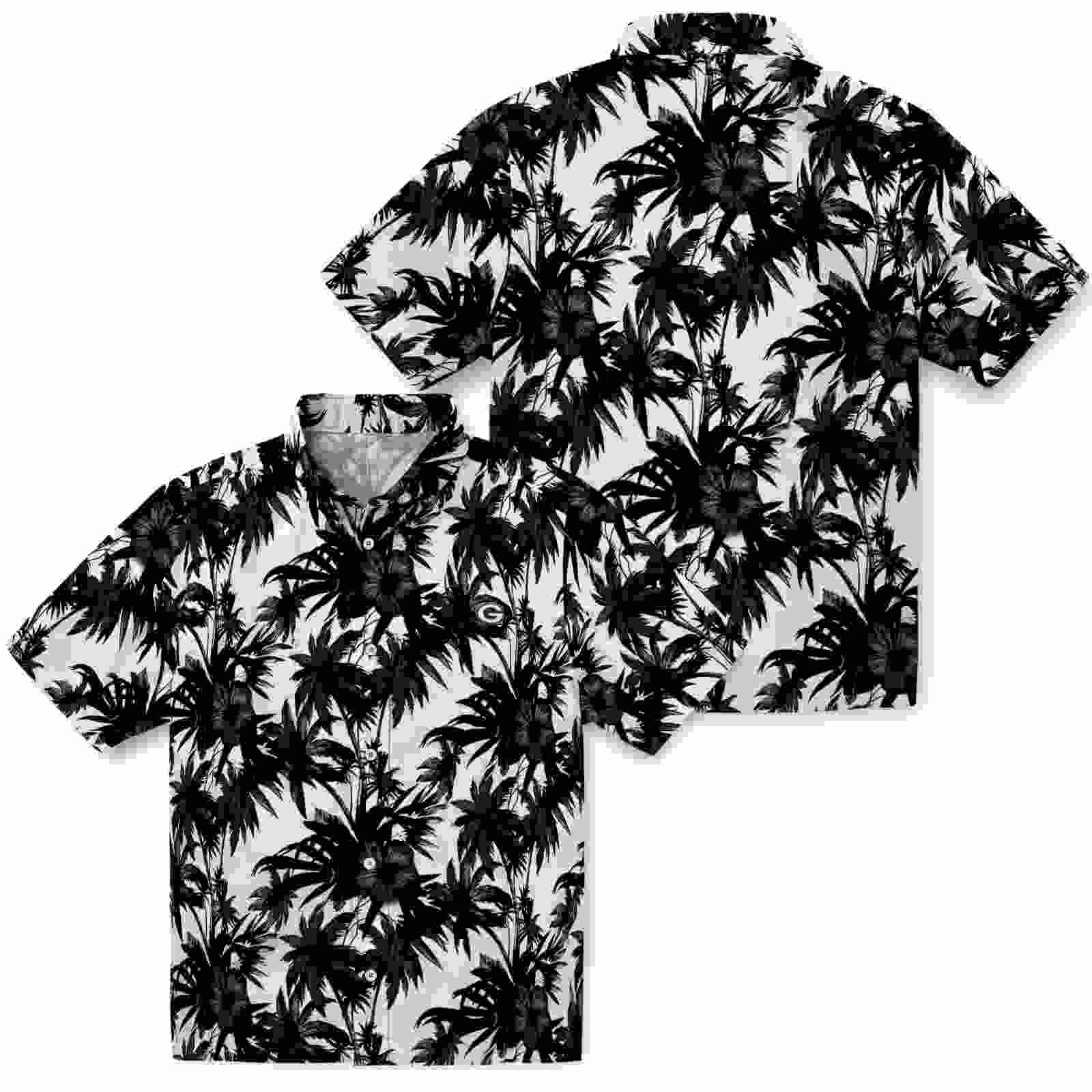 green bay packers palm motifs black white hawaiian shirt high quality