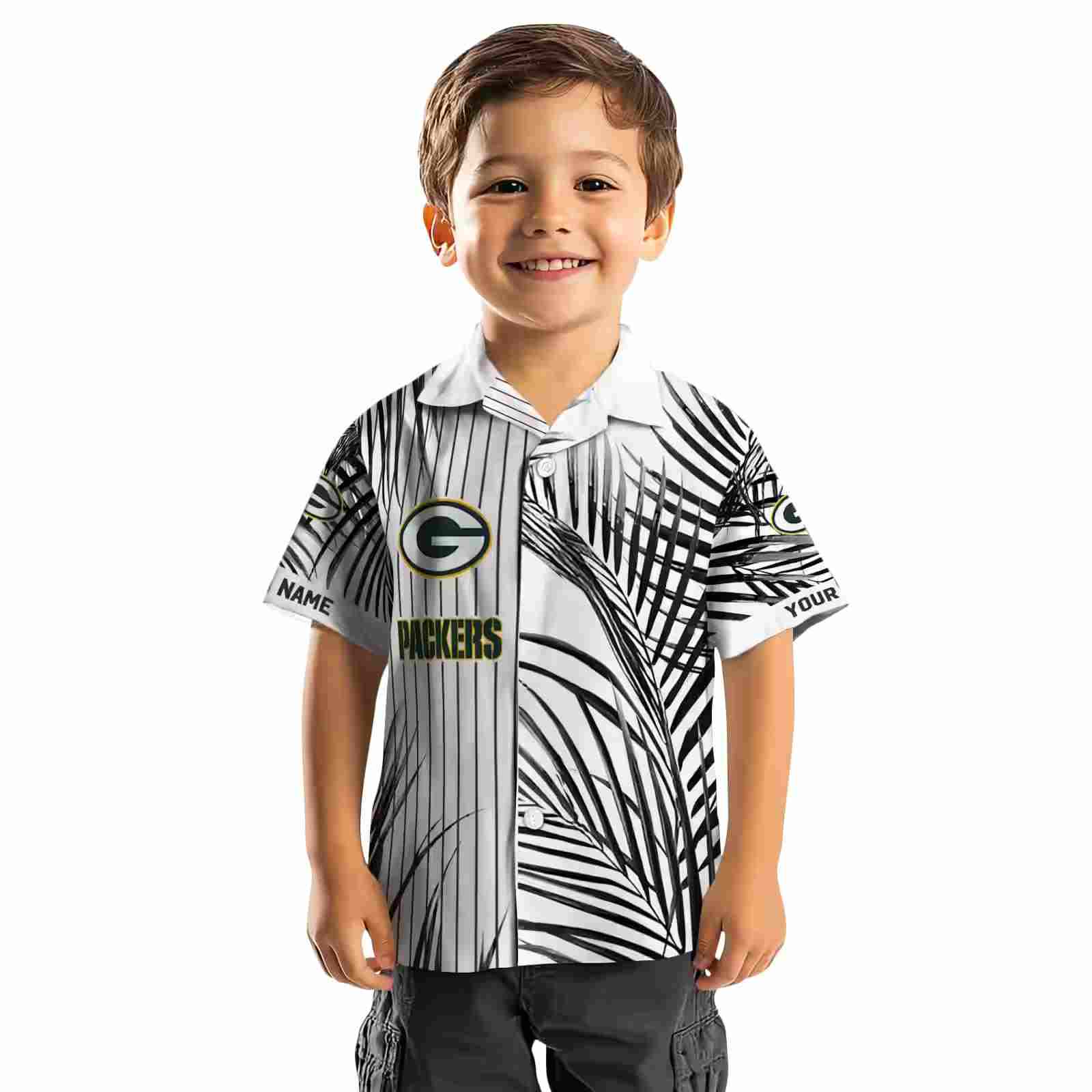 green bay packers palm stripes green black white hawaiian shirt top rated