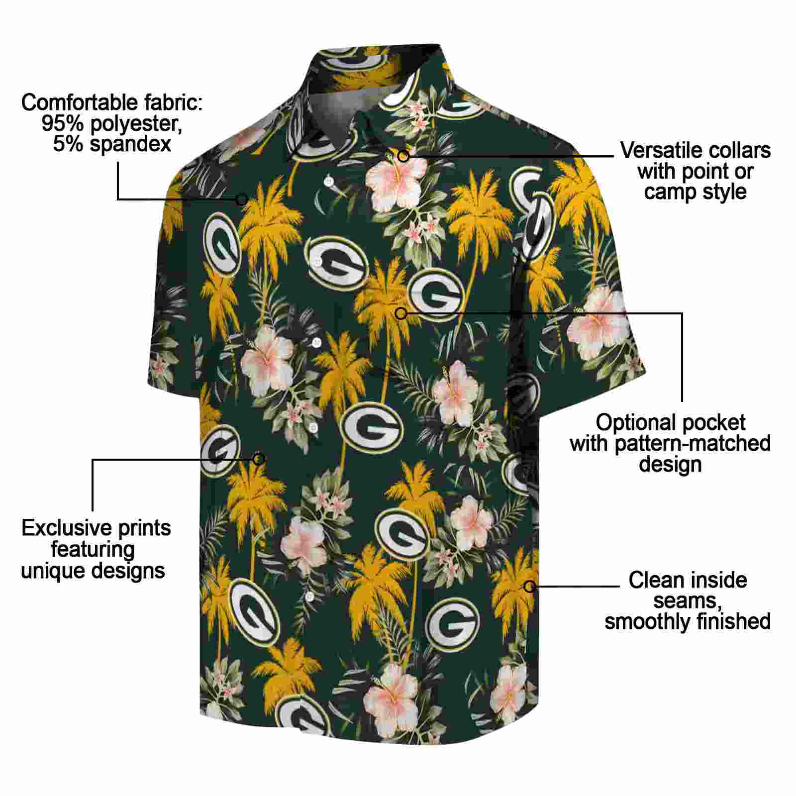 green bay packers palm tree flower green hawaiian shirt new arrival