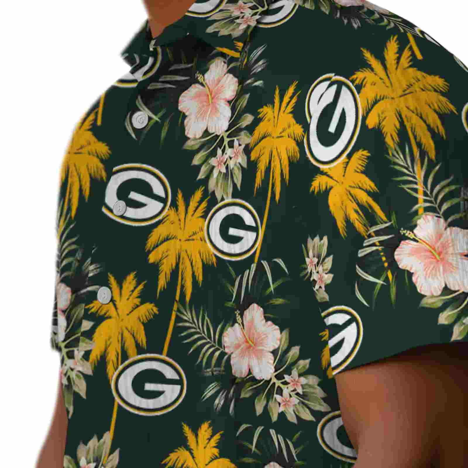 green bay packers palm tree flower green hawaiian shirt trendy