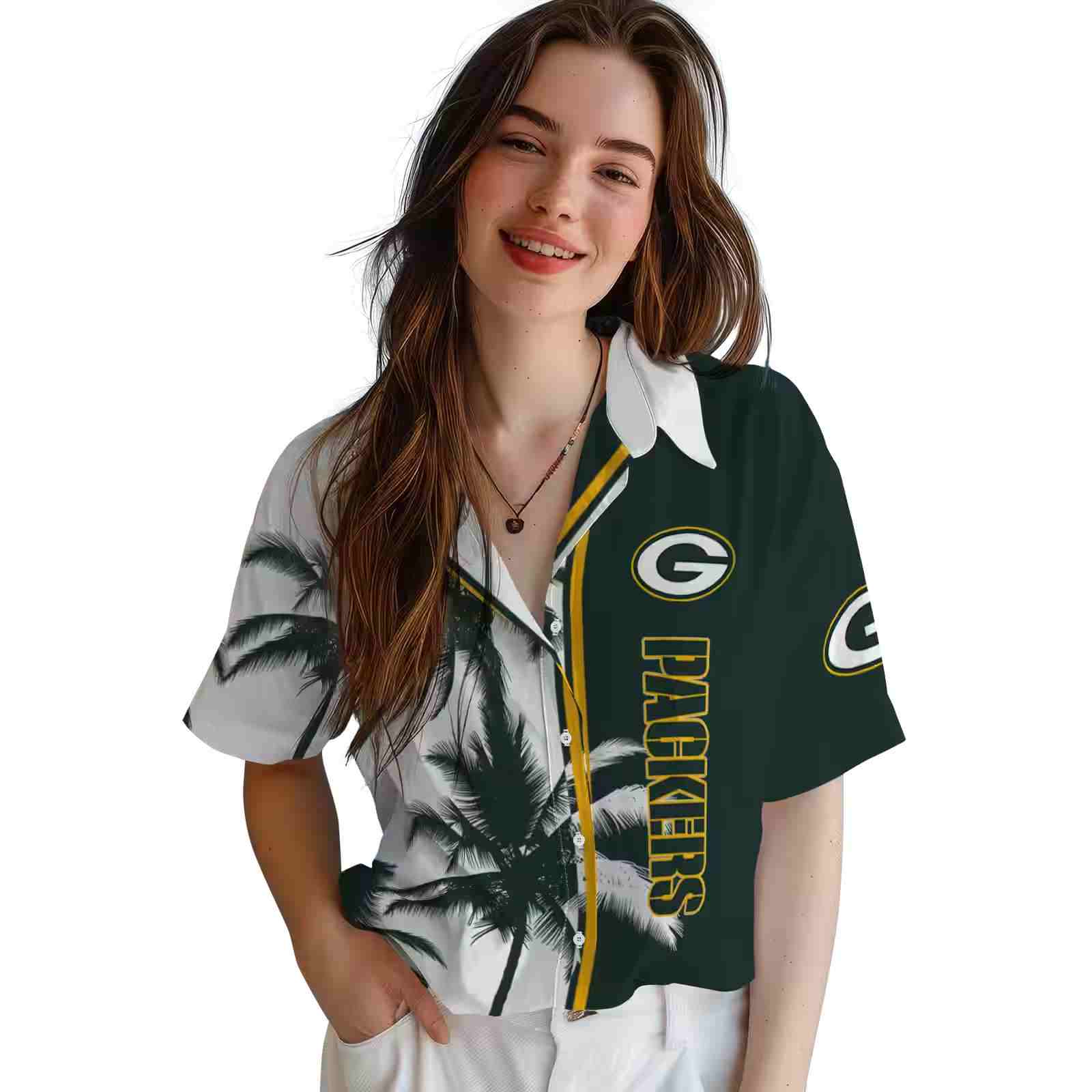 green bay packers palm trees green white hawaiian shirt latest model