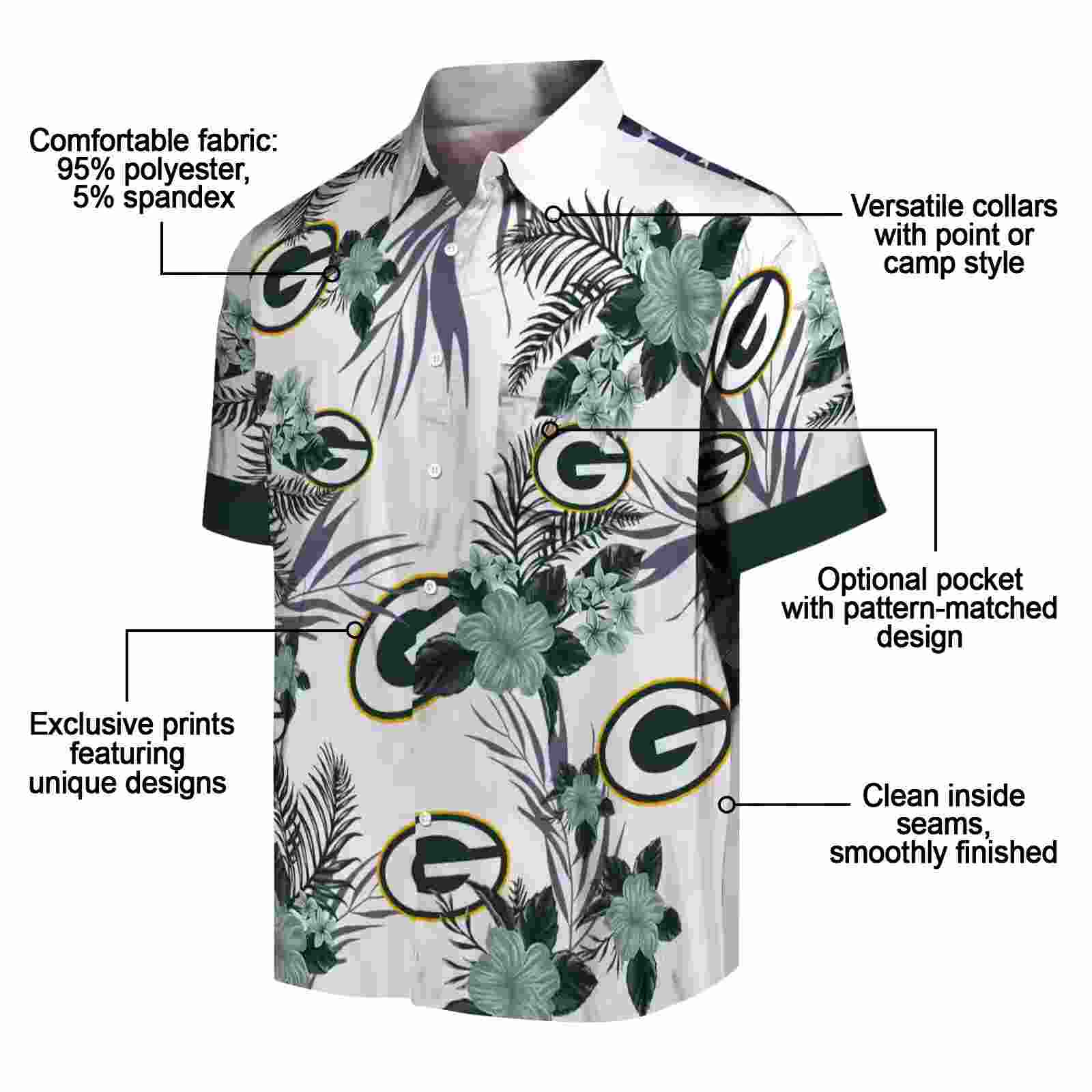 green bay packers patriotic hibiscus design green white hawaiian shirt new arrival