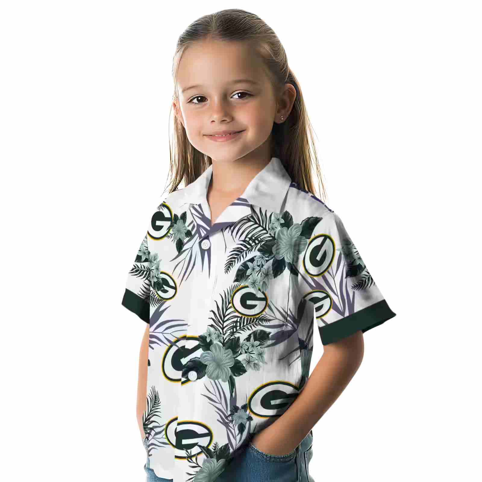 green bay packers patriotic hibiscus design green white hawaiian shirt premium grade