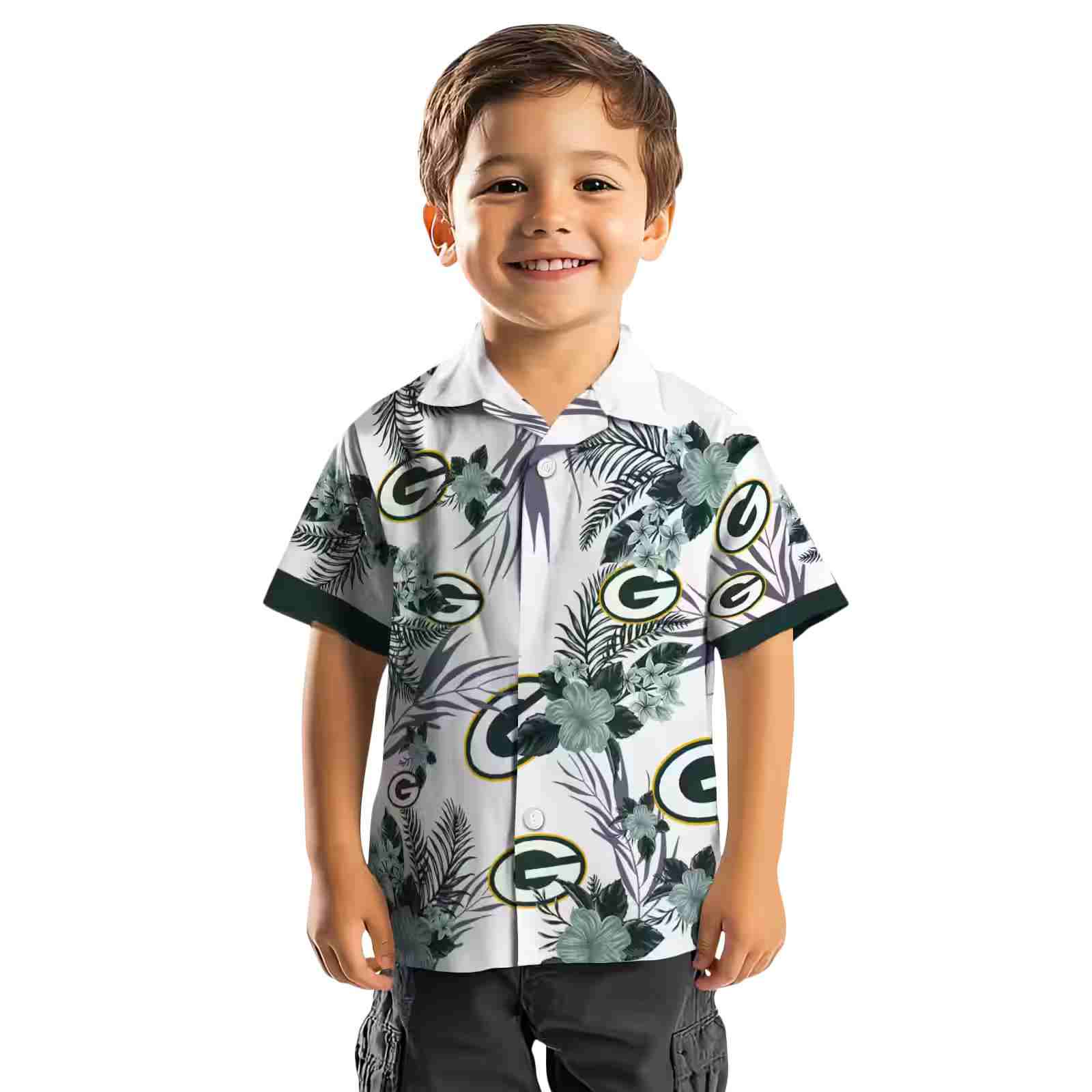 green bay packers patriotic hibiscus design green white hawaiian shirt top rated