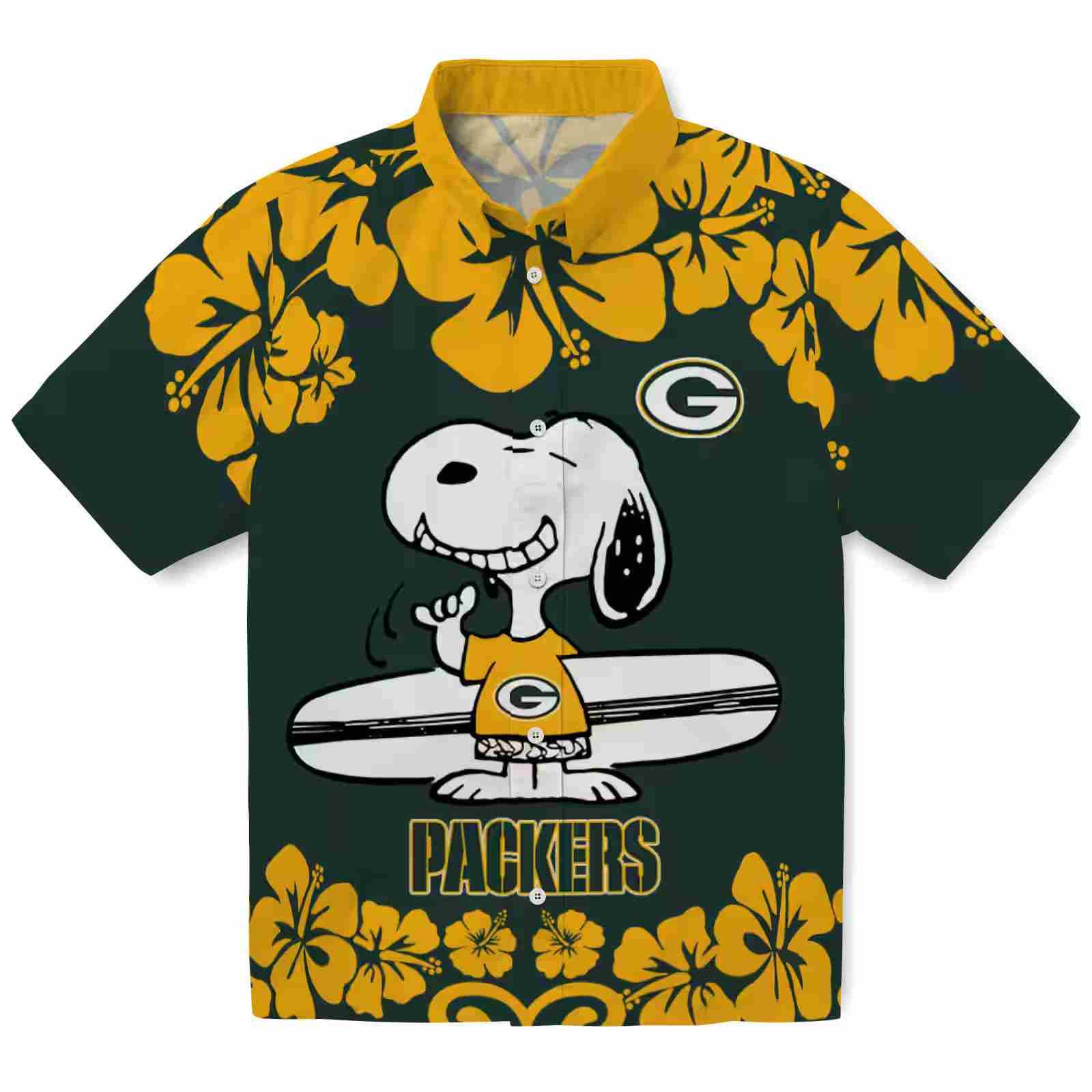 green bay packers snoopy surf green white hawaiian shirt best selling