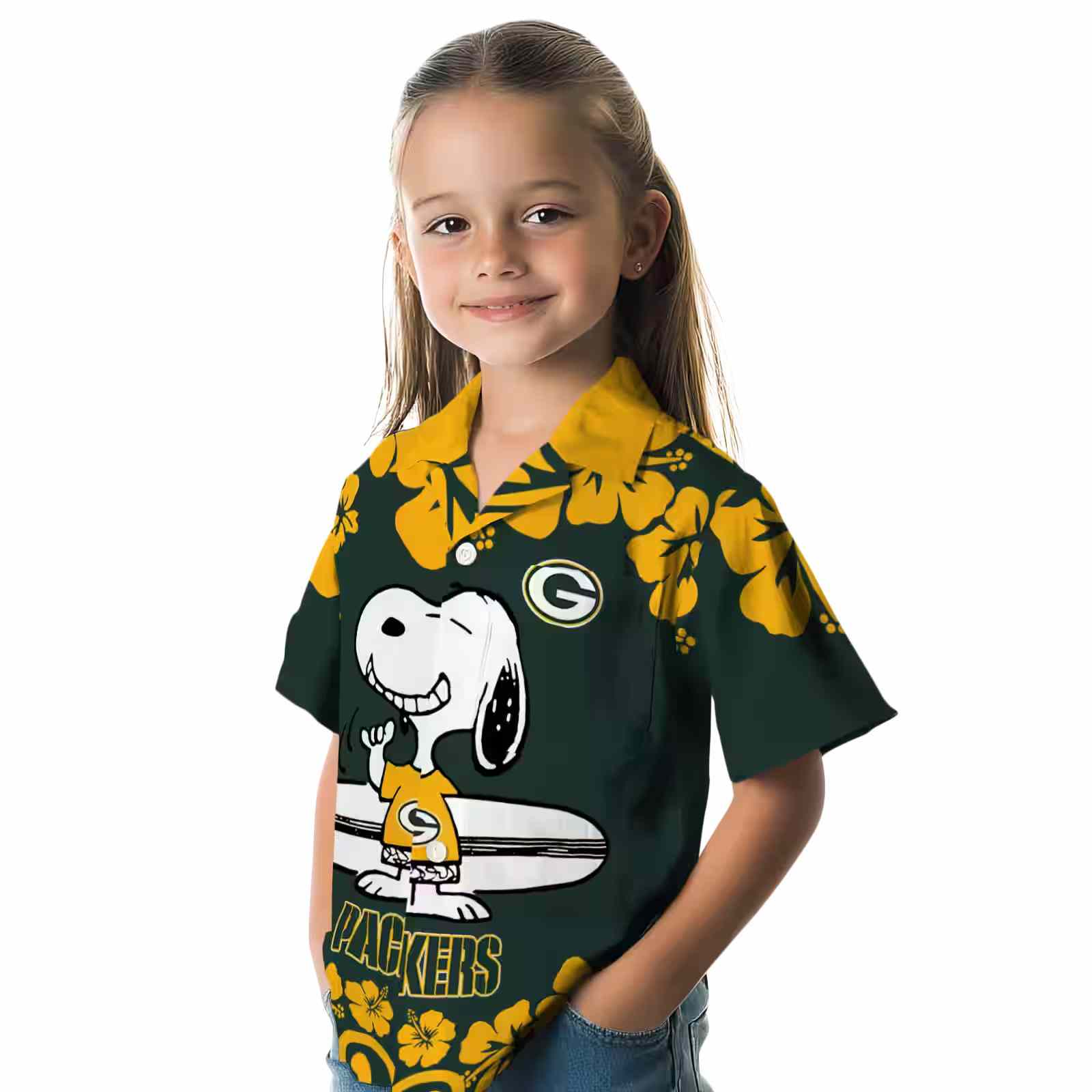 green bay packers snoopy surf green white hawaiian shirt premium grade