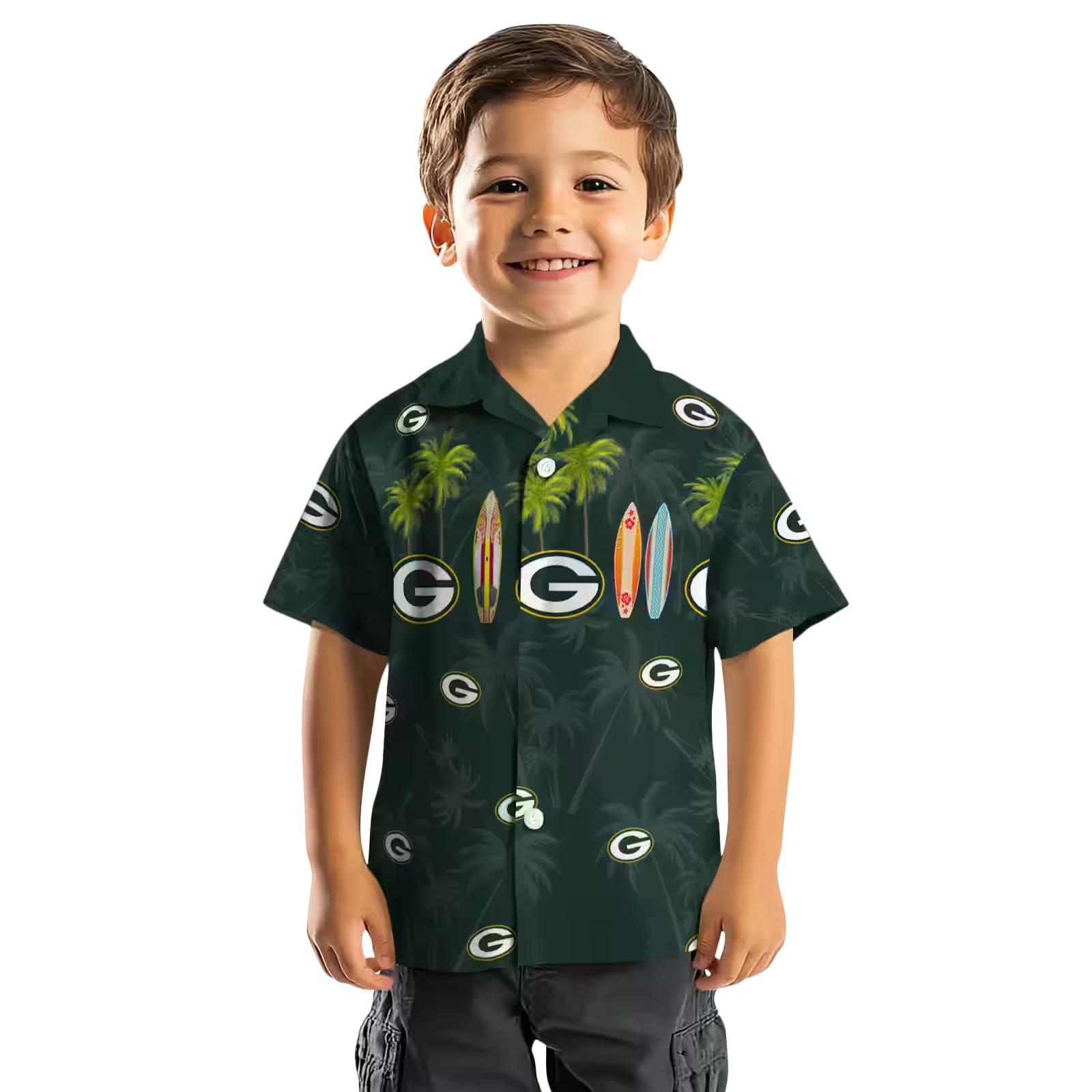 green bay packers surfboard palm green hawaiian shirt top rated