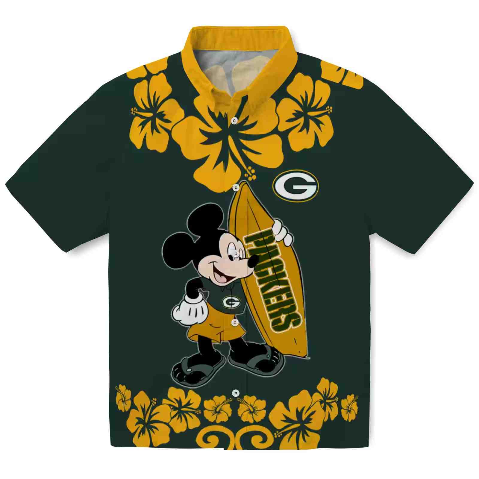 green bay packers surfing mickey green hawaiian shirt best selling