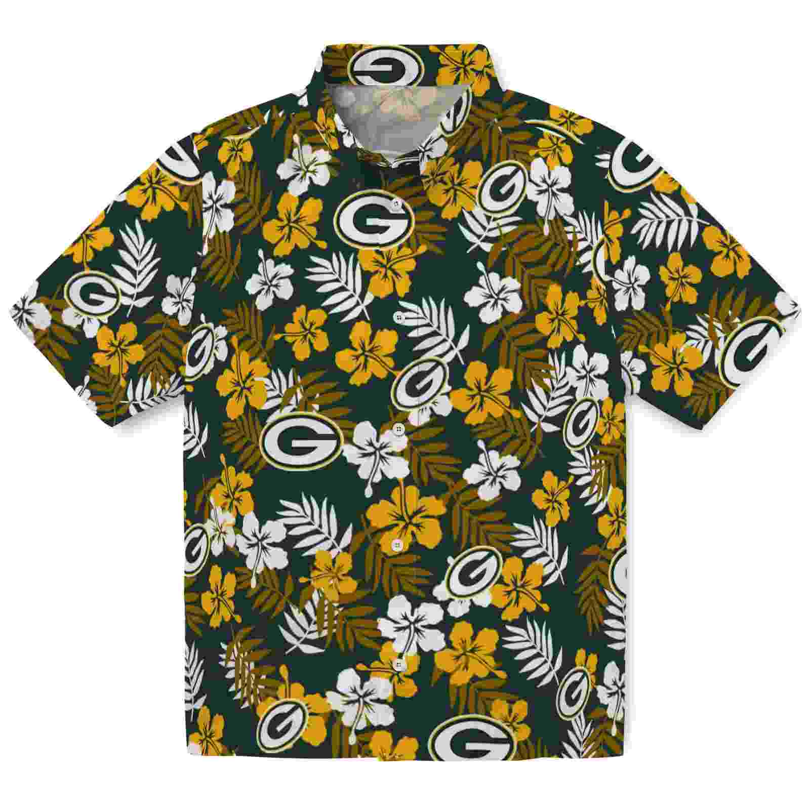 Green Bay Packers Tropical Floral Green Hawaiian Shirt