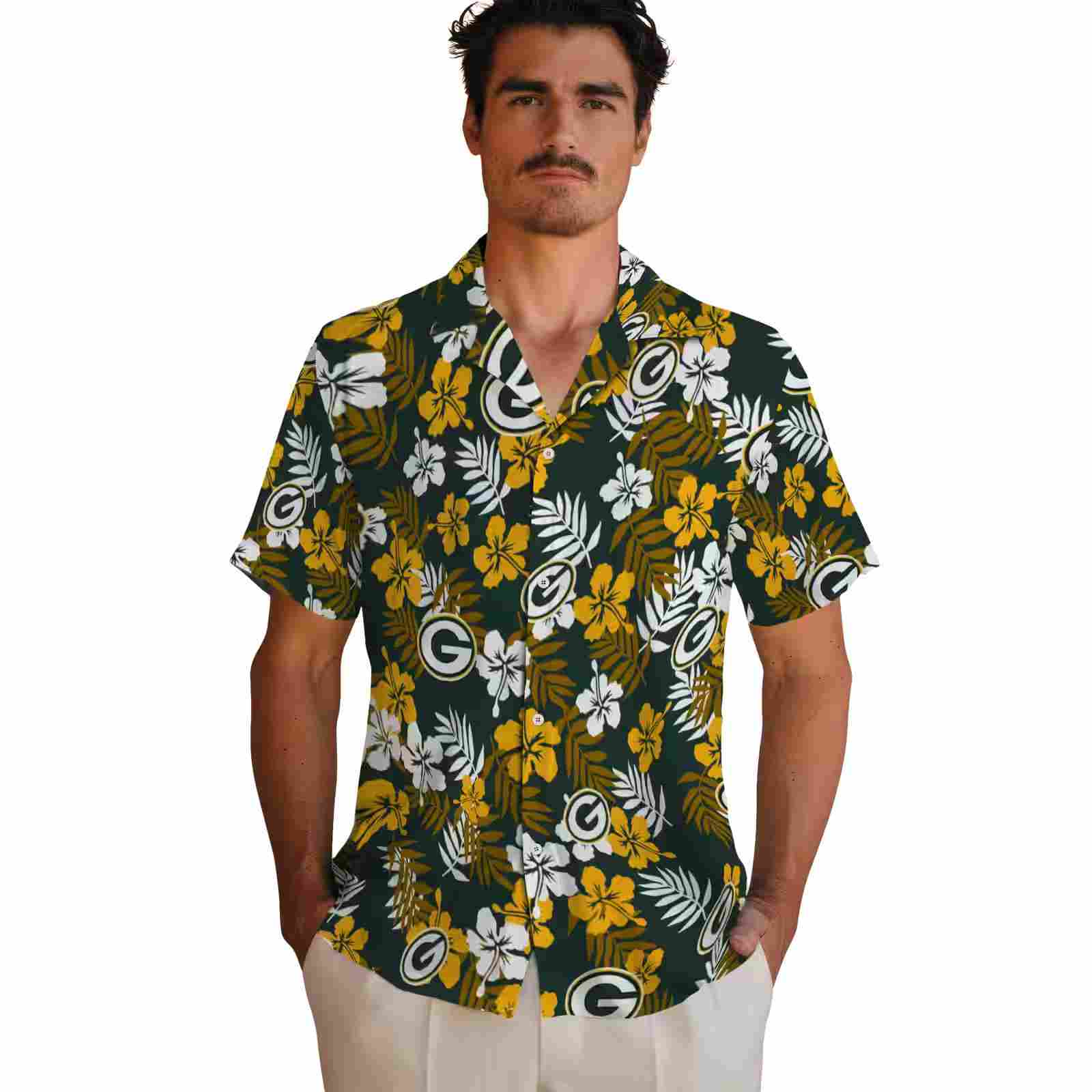 green bay packers tropical floral green hawaiian shirt fashion forward