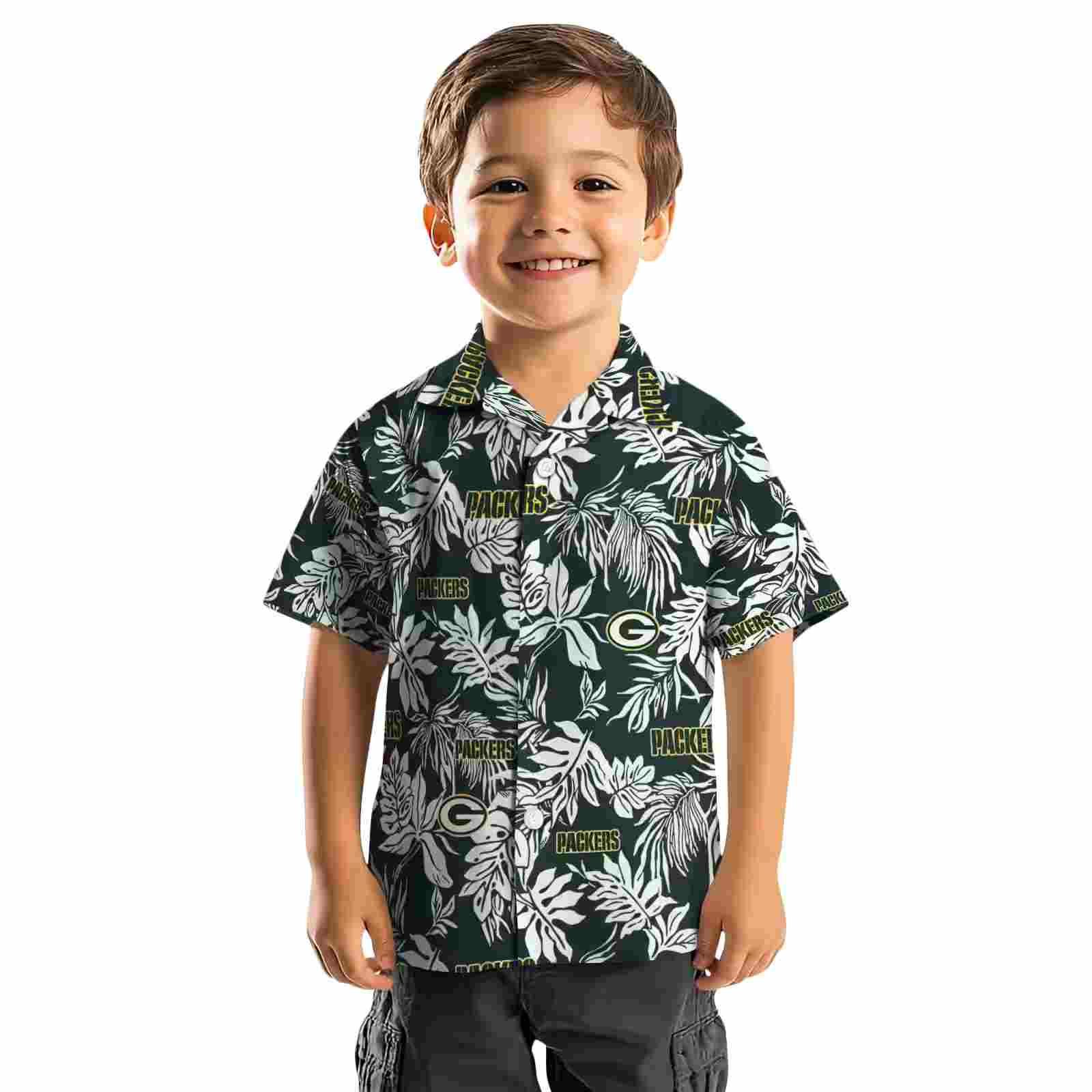 green bay packers tropical leaf green white hawaiian shirt top rated