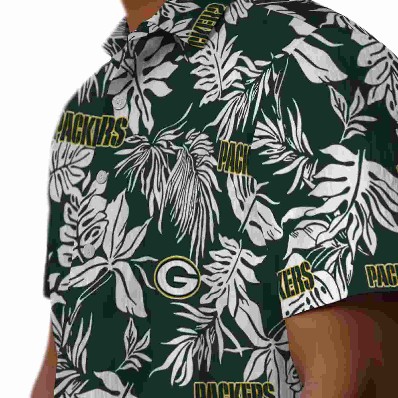 green bay packers tropical leaf green white hawaiian shirt trendy