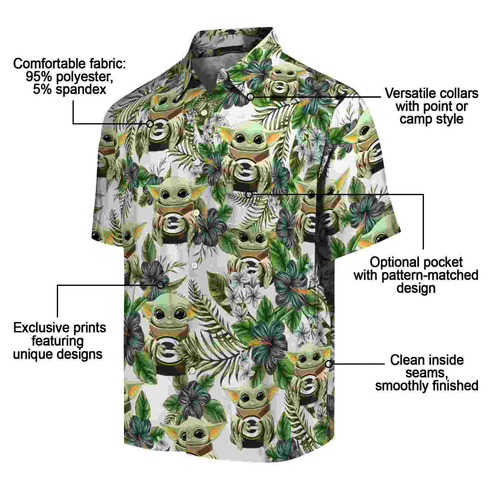 green bay packers tropical yoda green hawaiian shirt new arrival