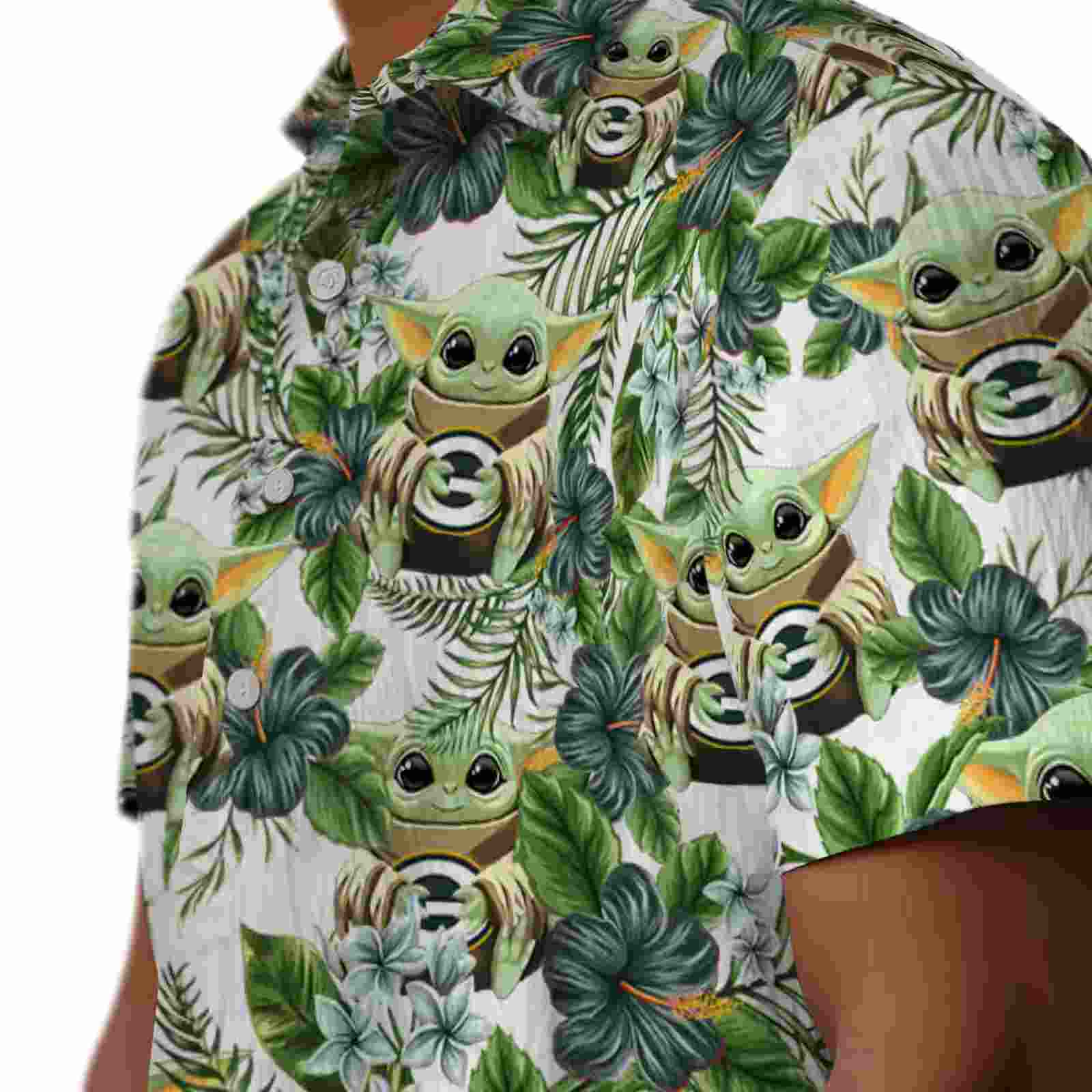 green bay packers tropical yoda green hawaiian shirt trendy